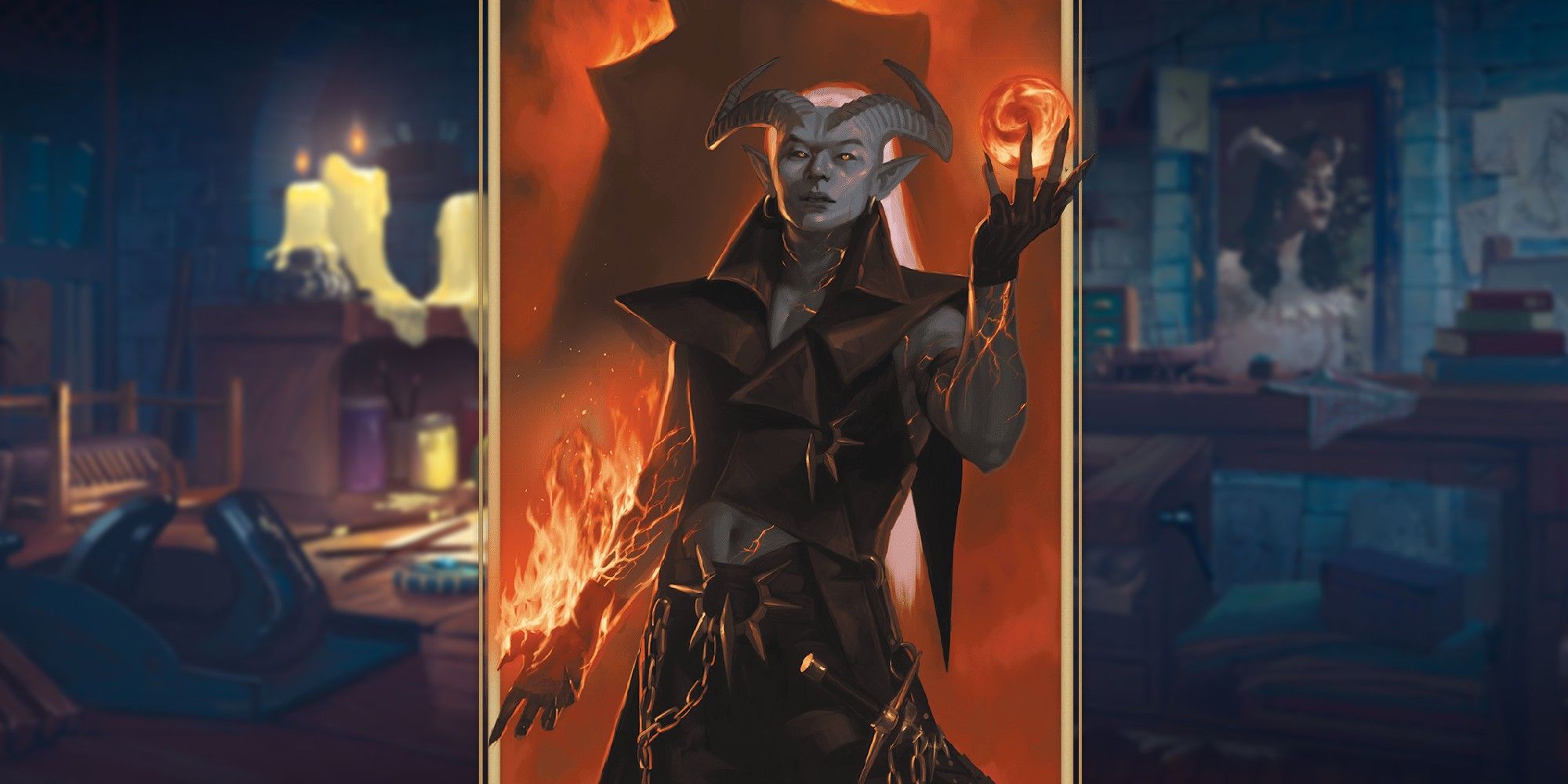 Dungeons & Dragons image showing a tiefling warlock.