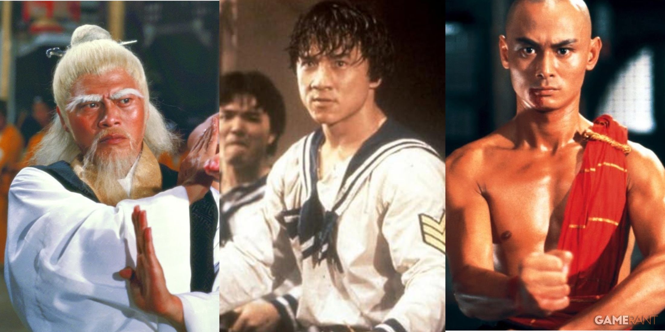 three images of martial artists actors from the 1980s