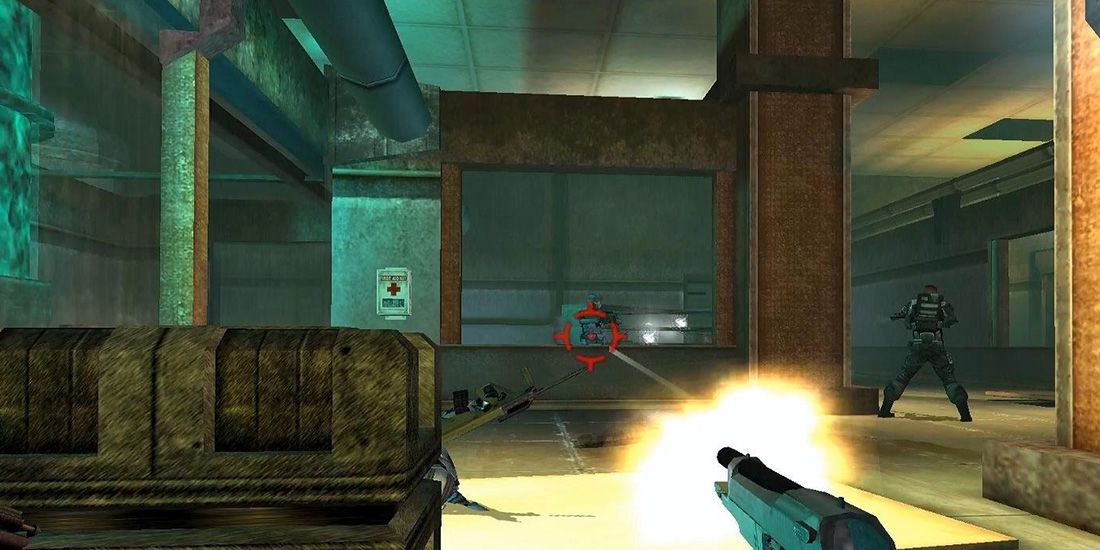 The player fires a gun in Geist.