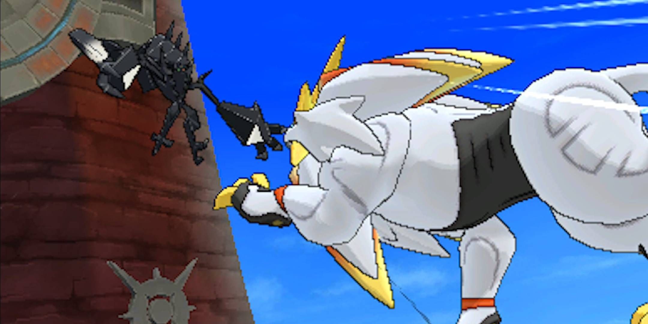 Soleago and Necrozma fighting in Pokemon Ultra Sun.