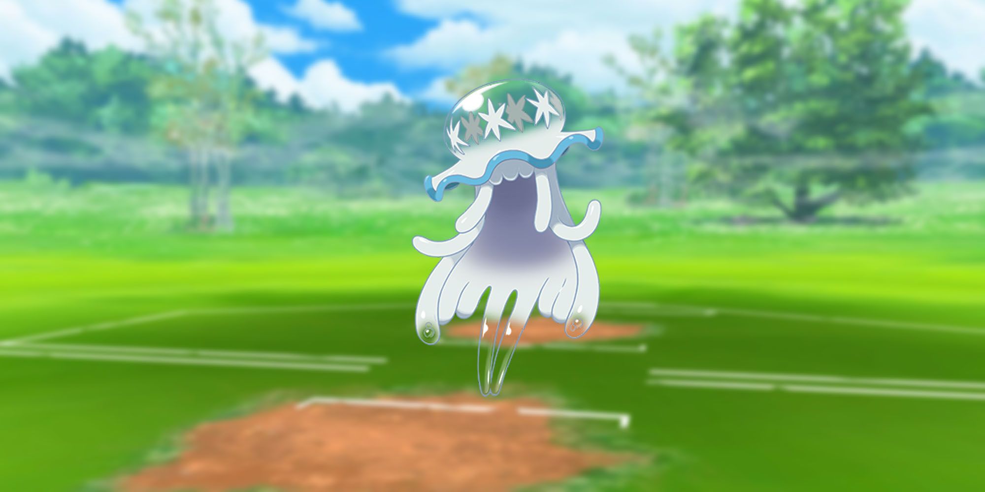 Nihilego  standing in the Pokemon Go Trainer Battle arena.