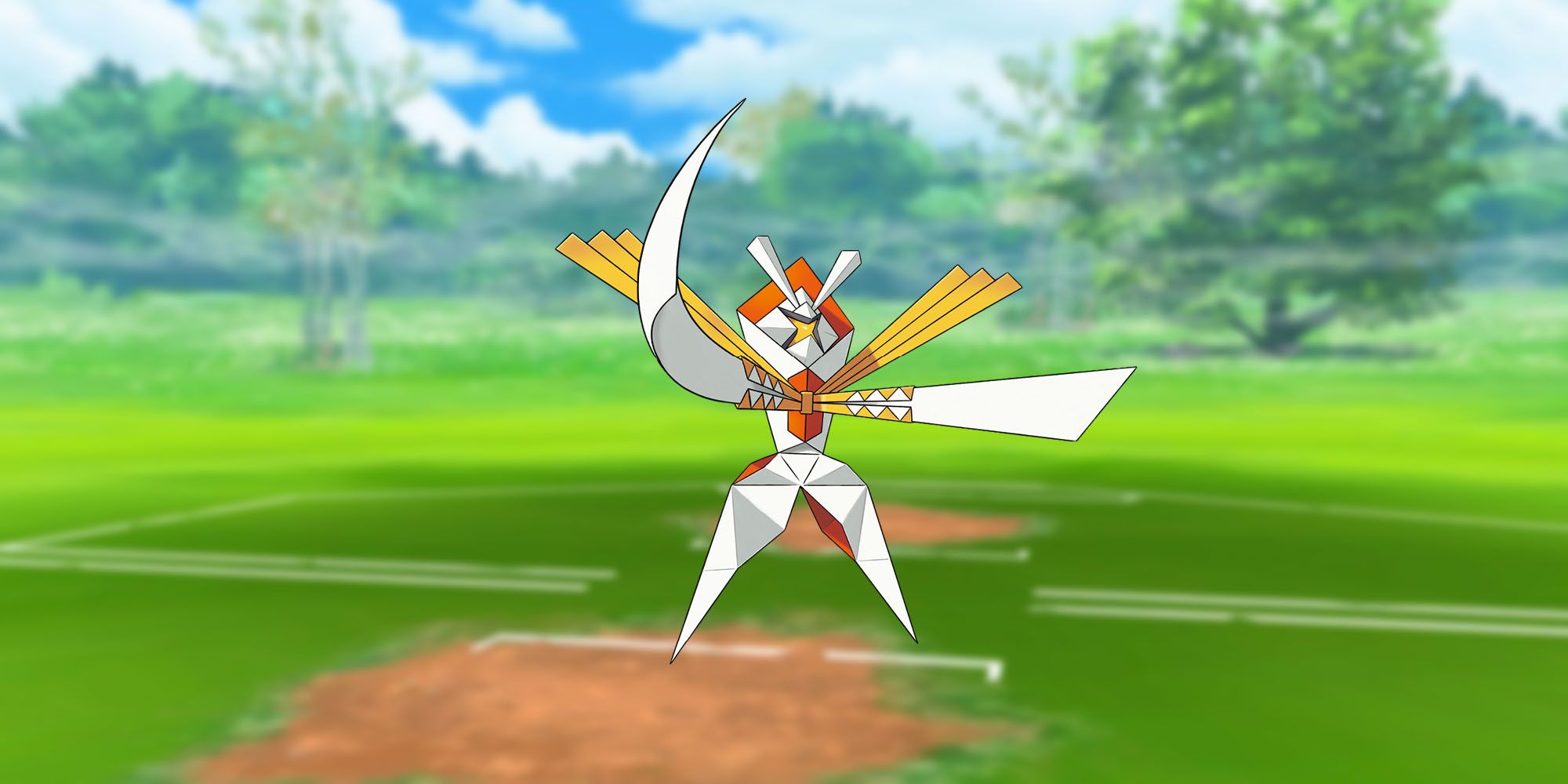 Kartana standing in the Pokemon Go Trainer Battle arena.