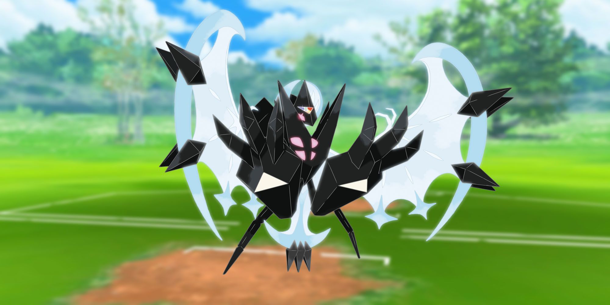 Dawn Wings Necrozma standing in the Pokemon Go Trainer Battle arena.