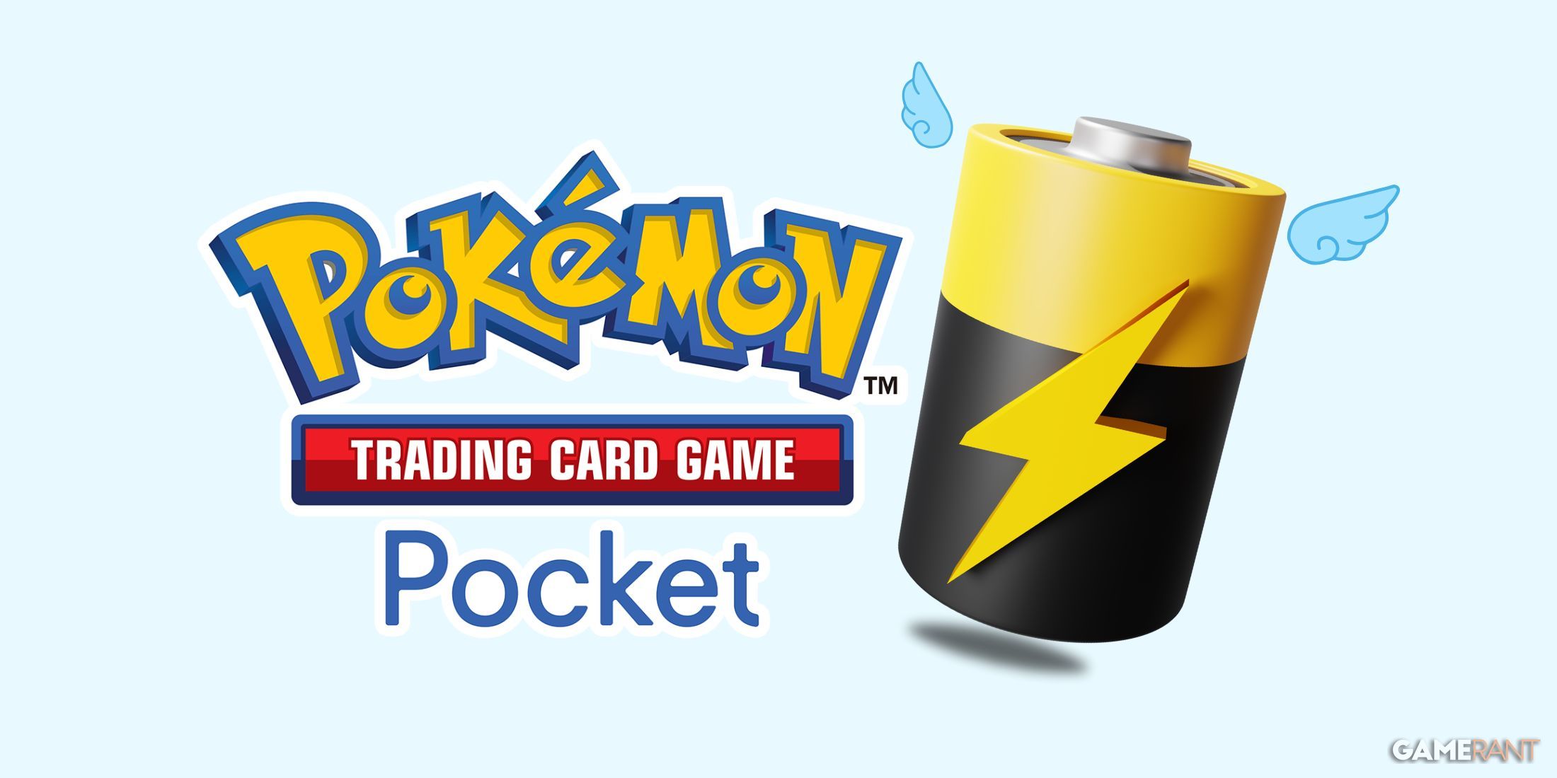 a battery next to pokemon tcg pocket logo to symbolize the in-game energy mechanic.