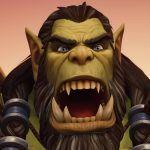 An orc from World of Warcraft roars at the screen