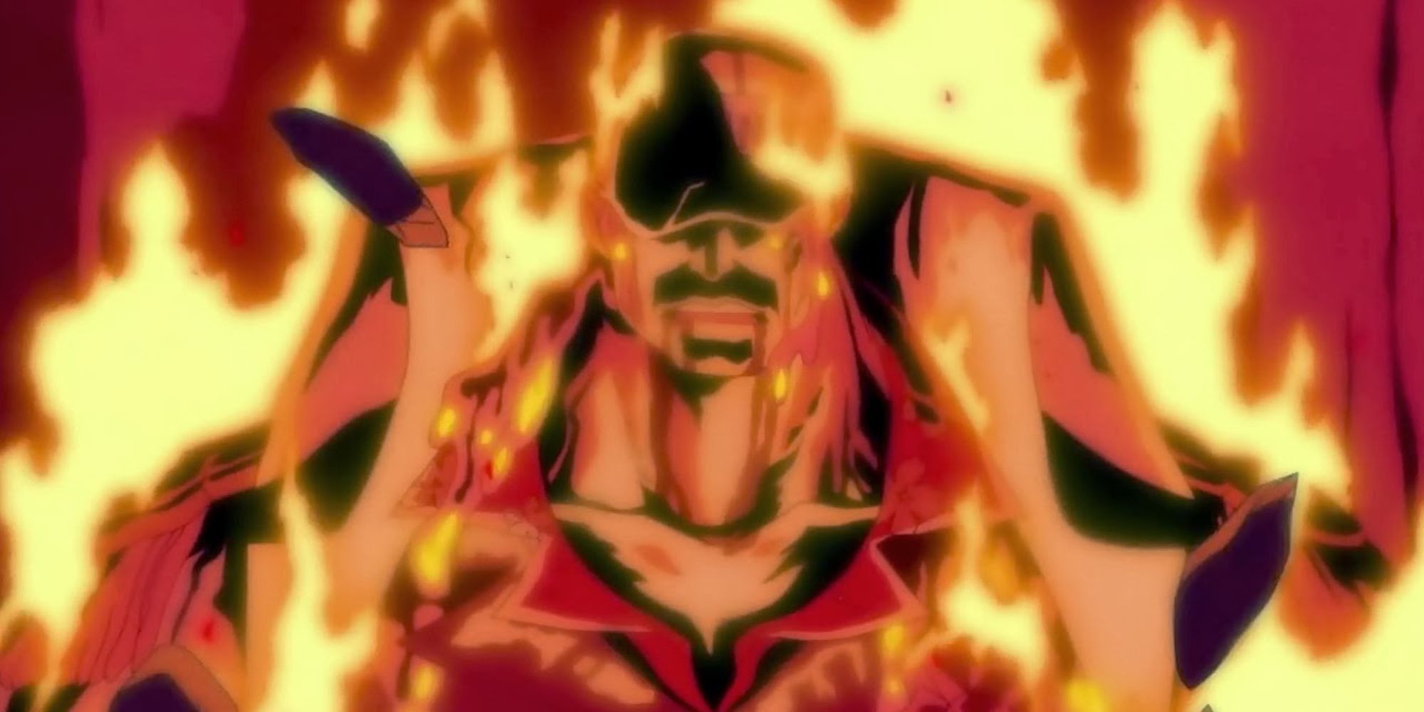 Akainu heats up his entire body with the temperature of his manga.