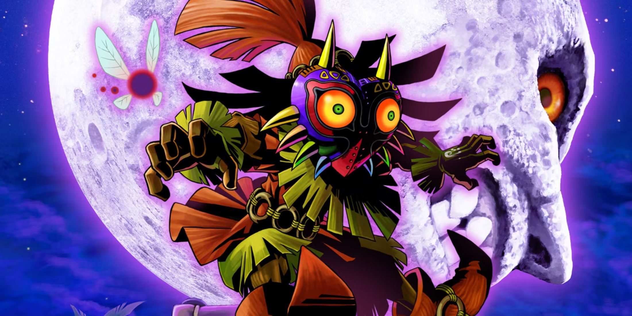 Skull Kid with Tail and the Moon on the official cover Majoras Mask HD 