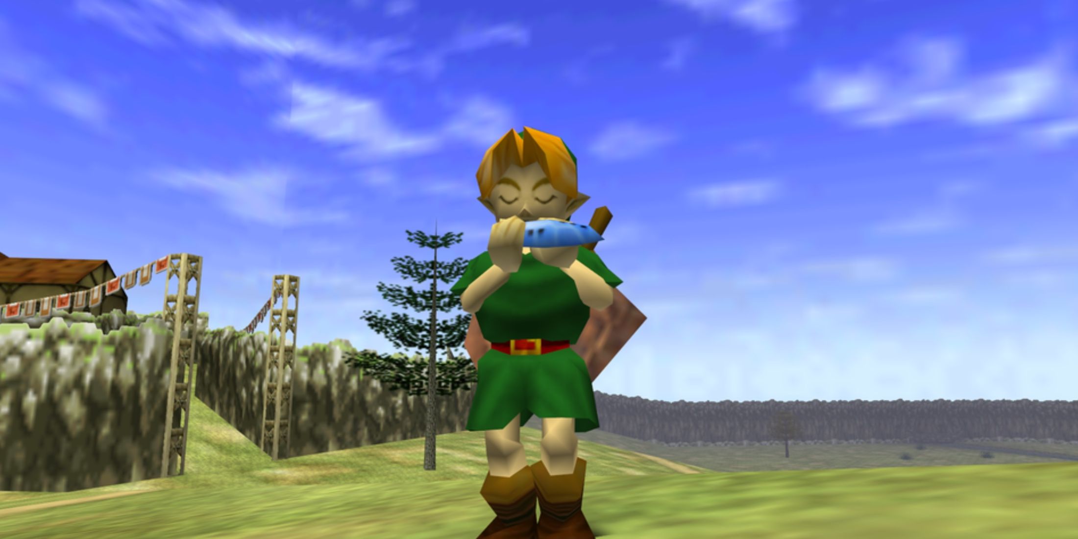  child Link plays the Ocarina in The Legend of Zelda Ocarina Of Time