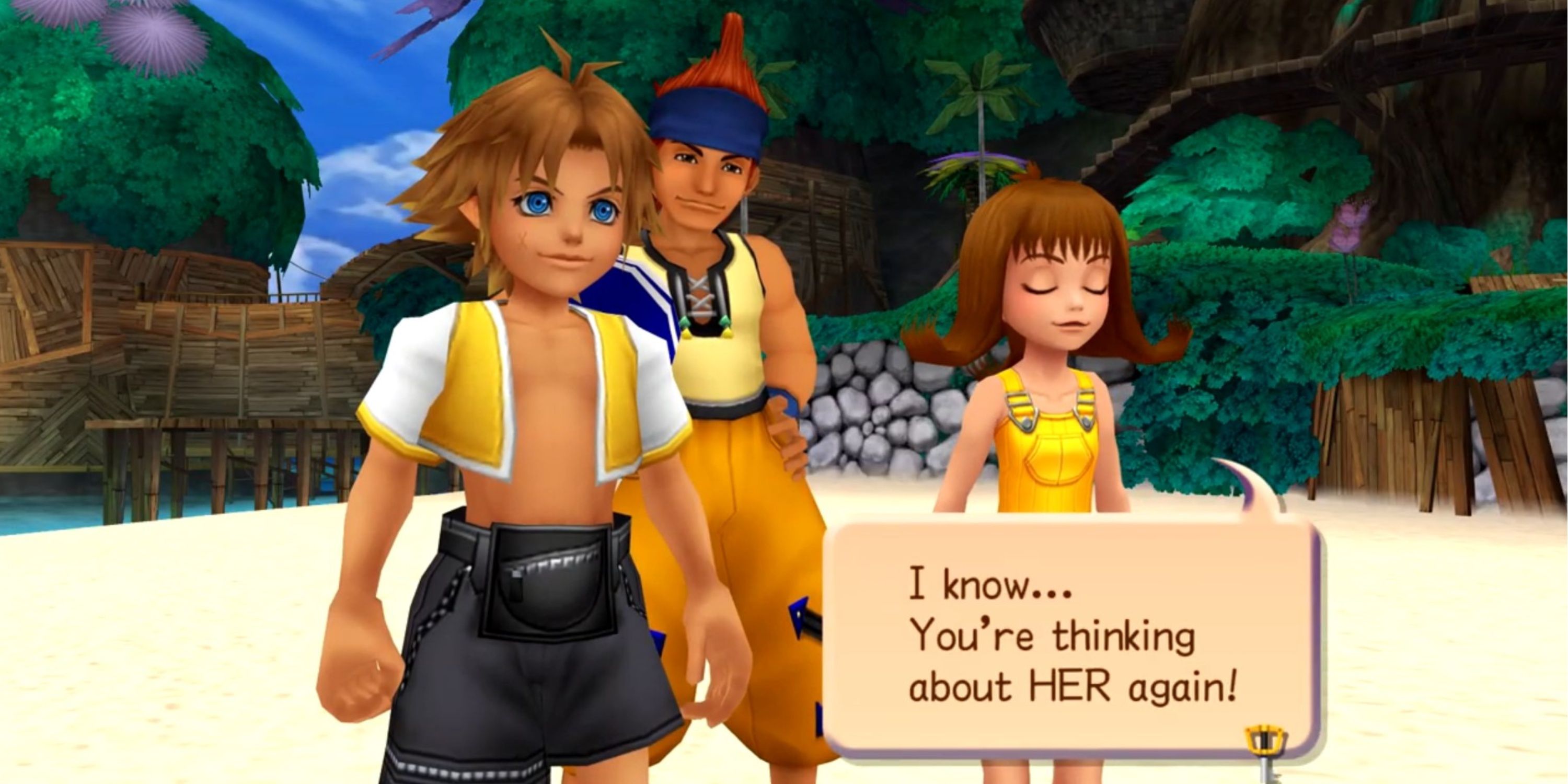 Tidus, Wakka, and Selphie in Kingdom Hearts Re Chain of Memories.