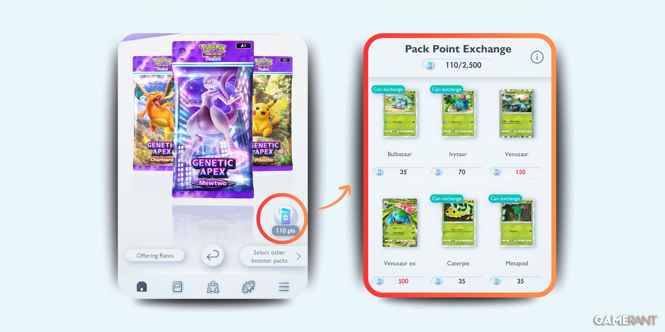 pack point exchange shop in pokemon pocket.