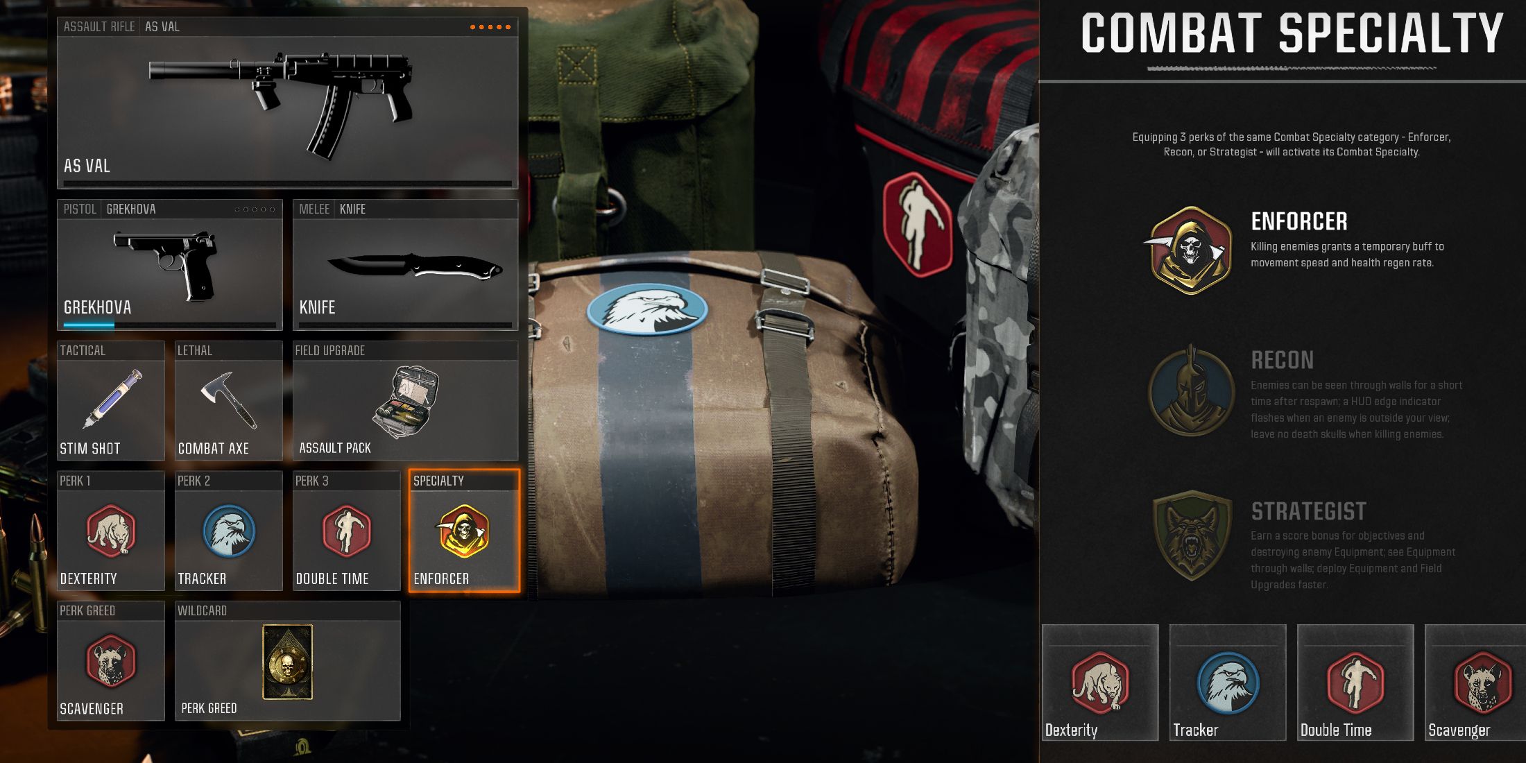 Screenshot showcasing the best Perk Package and Wildcard for the AS VAL in Black Ops 6