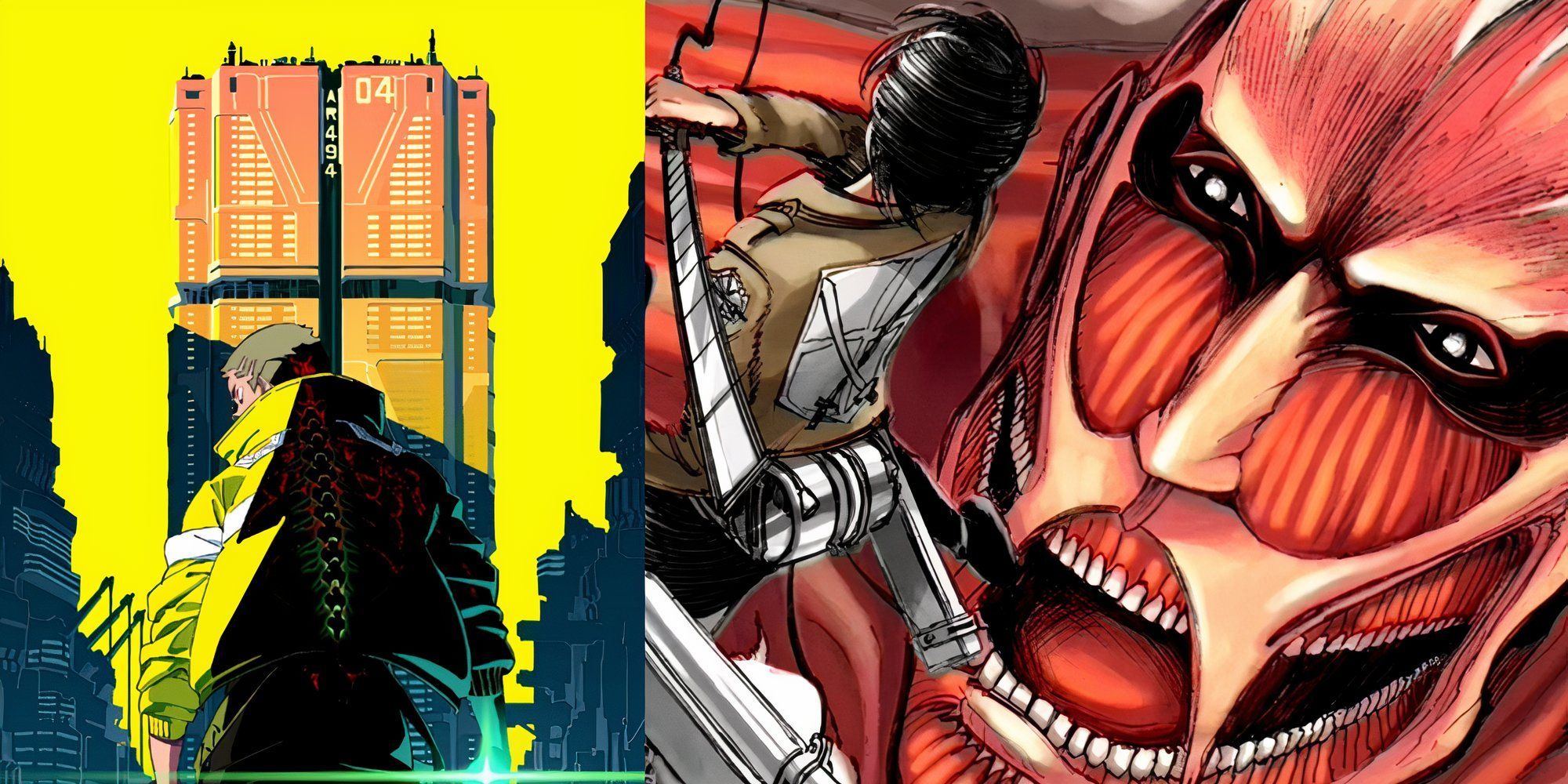 Cyberpunk: Edgerunners (left) Attack on Titan (right)