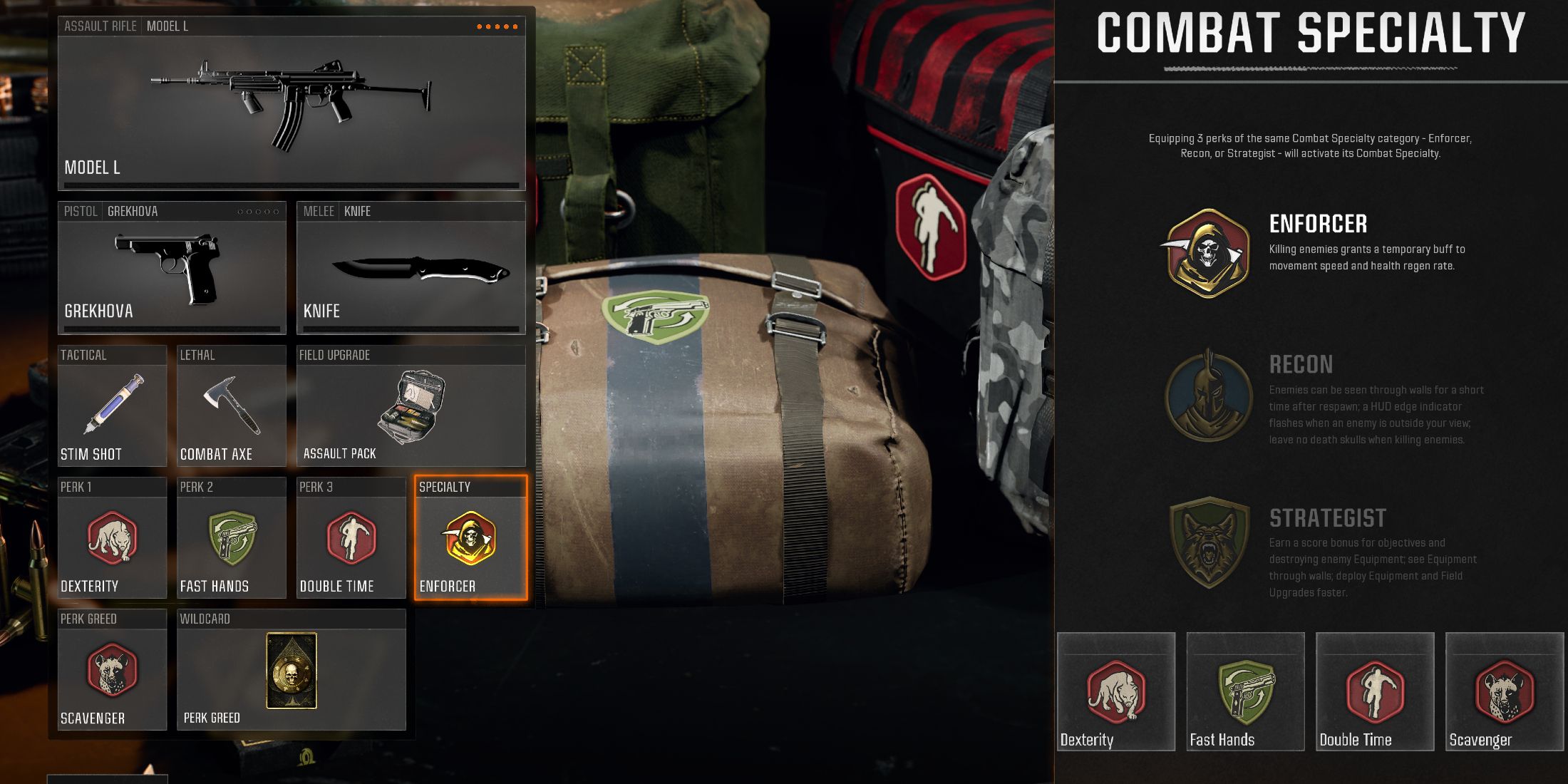 Screenshot showcasing the best Perk Package and Wildcard for the Model L in Black Ops 6