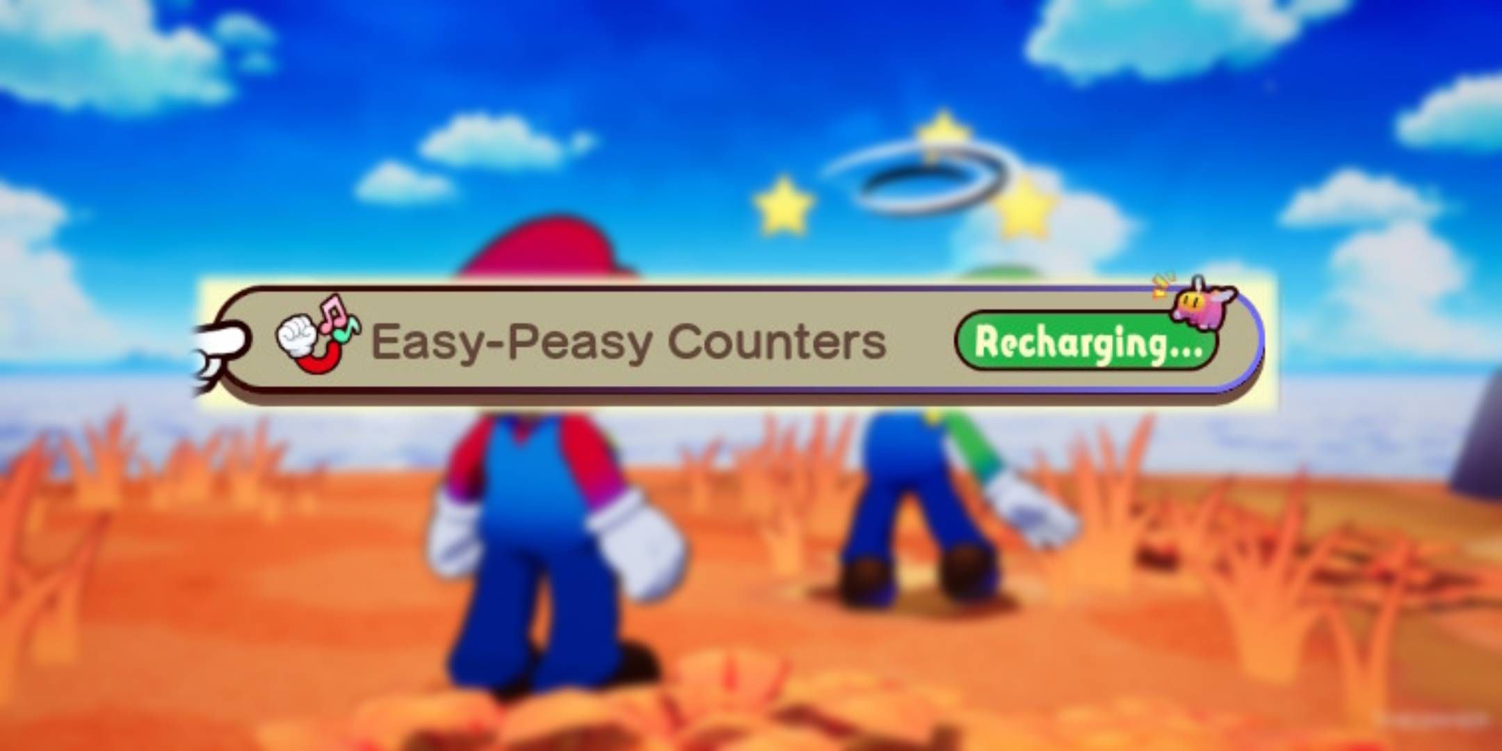 Blurred Mario & Luigi Brothership background with unblurred Easy-Peasy Counters icon.