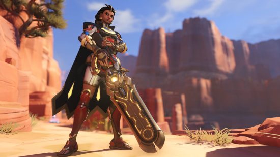 Overwatch 2 tier list: Illari has a sword covered in runes and a light in the blade.