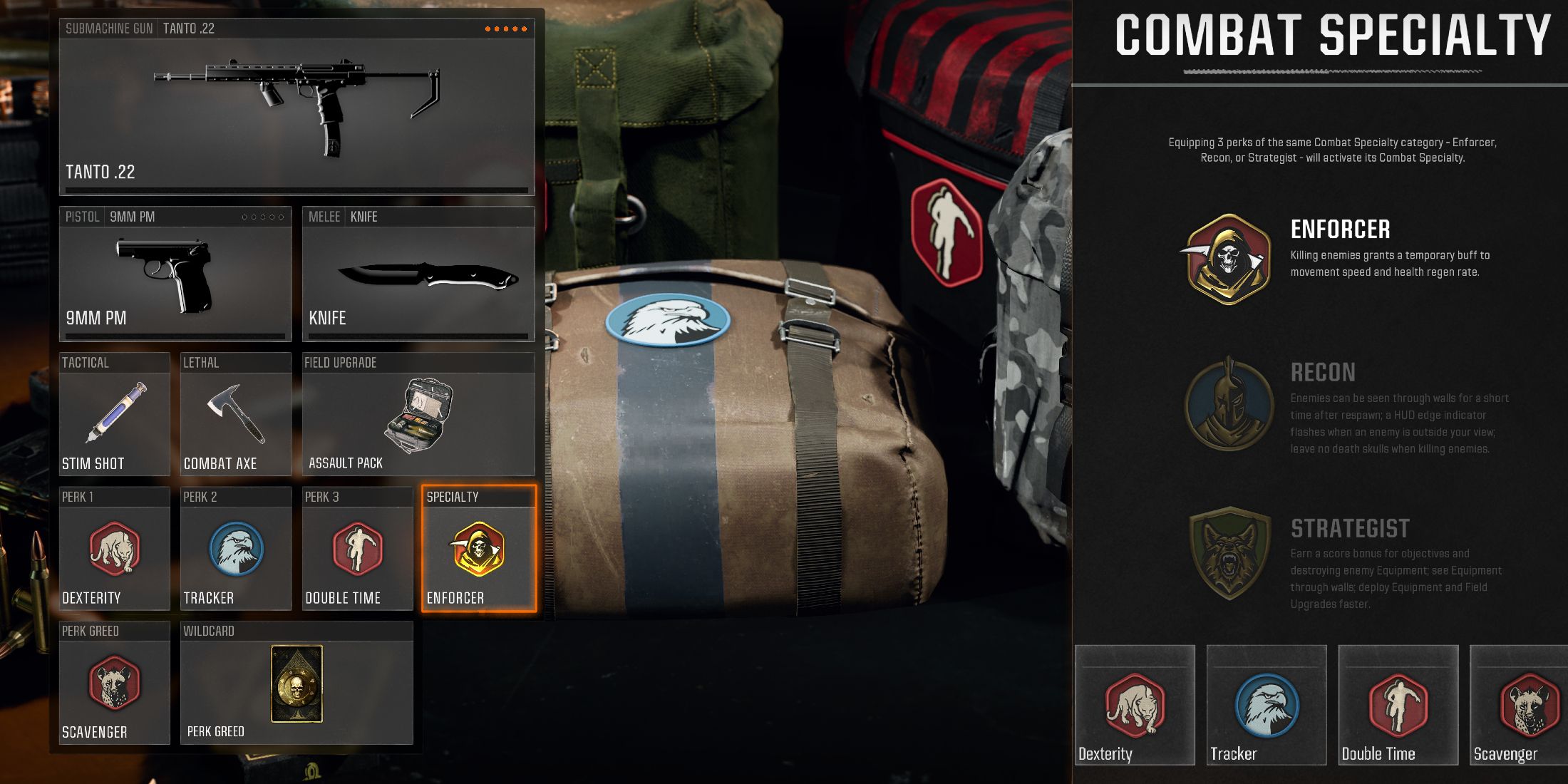 Screenshot showcasing the best Perk Package and Wildcard for the Tanto .22 in Black Ops 6