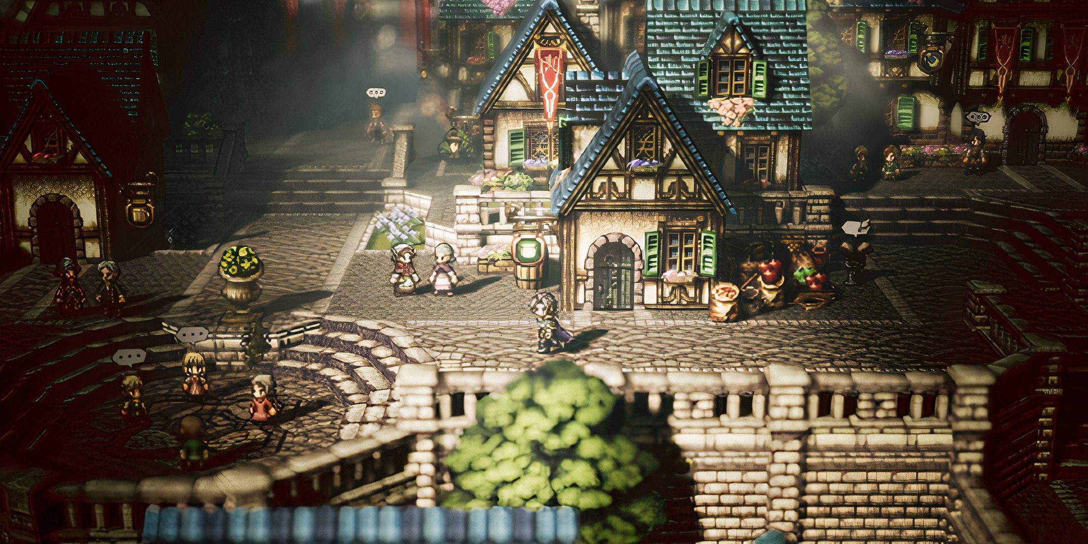 Screenshot of Octopath Traveler town.