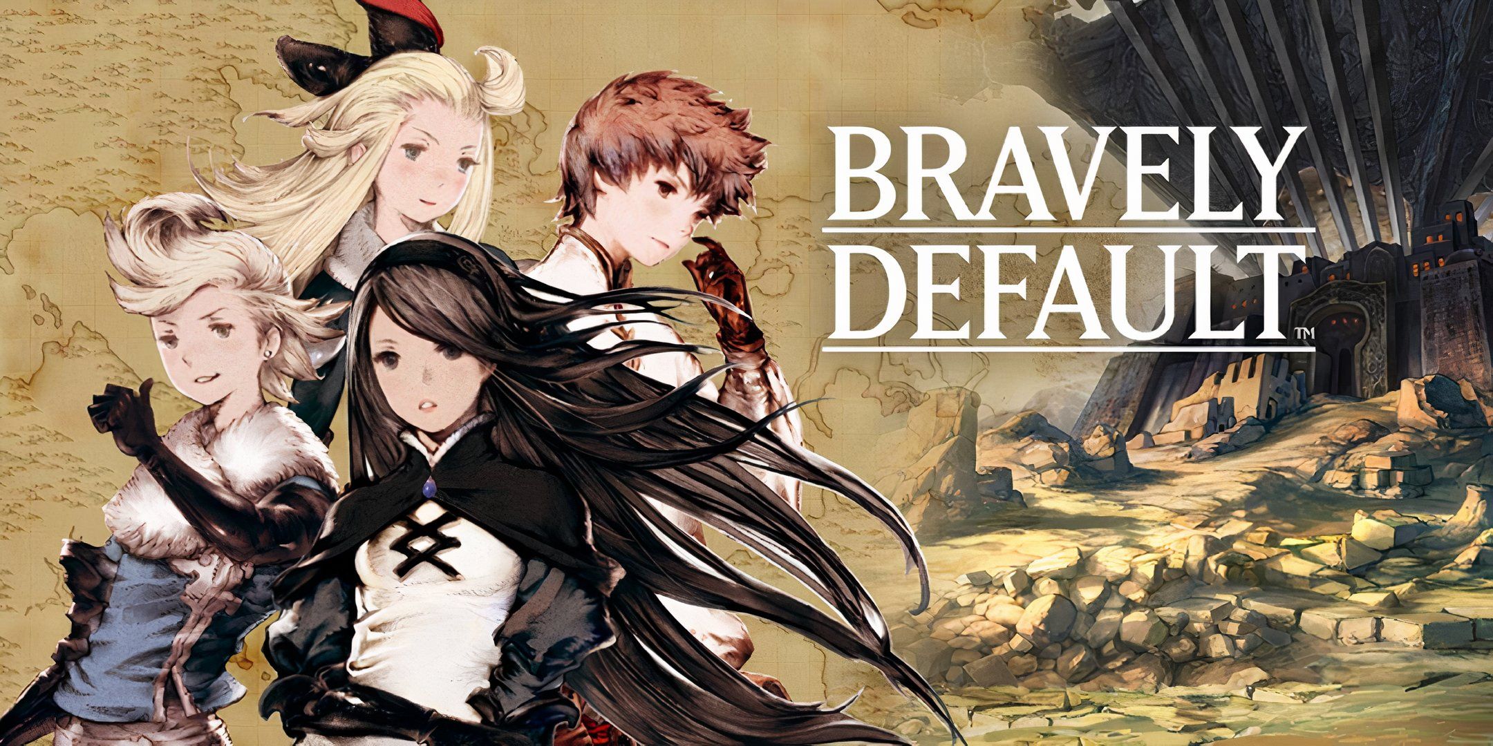 Bravely Default key art with all party members.