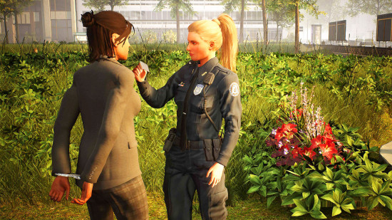 Best police games: a police officer checking a cuffed woman's ID