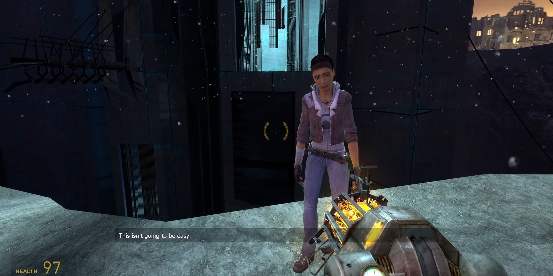 Alyx interacting with the Gordon Freeman in Half-Life 2: Episode One