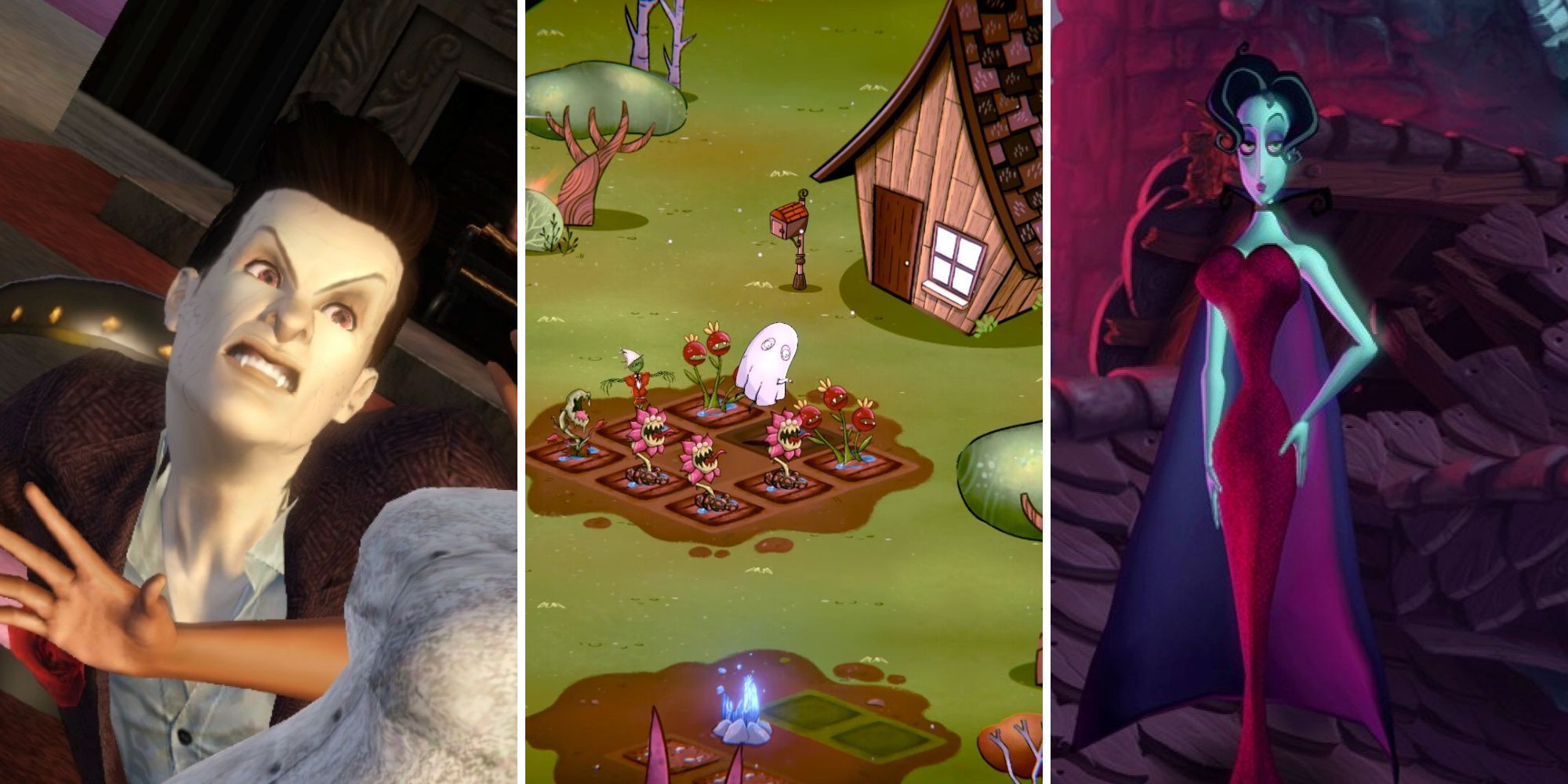 A grid showing the games The Sims 3, Voltaire: The Vegan Vampire, and A Vampyre Story