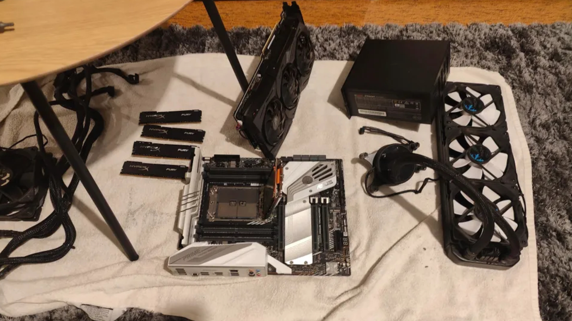 The components saved from the AMD Threadripper garbage PC