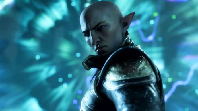 A very annoyed-looking Solas in Dragon Age: The Veilguard