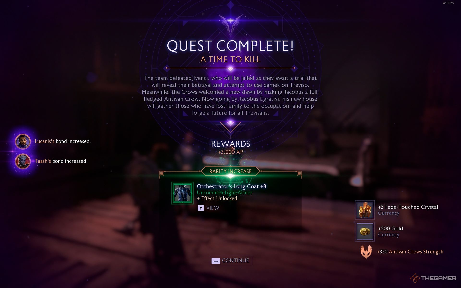 All side quest rewards of A Time To Kill in Dragon Age The Veilguard.