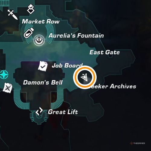 An orange circle shows the location of the fourth Kyros Memory in Wayfinder