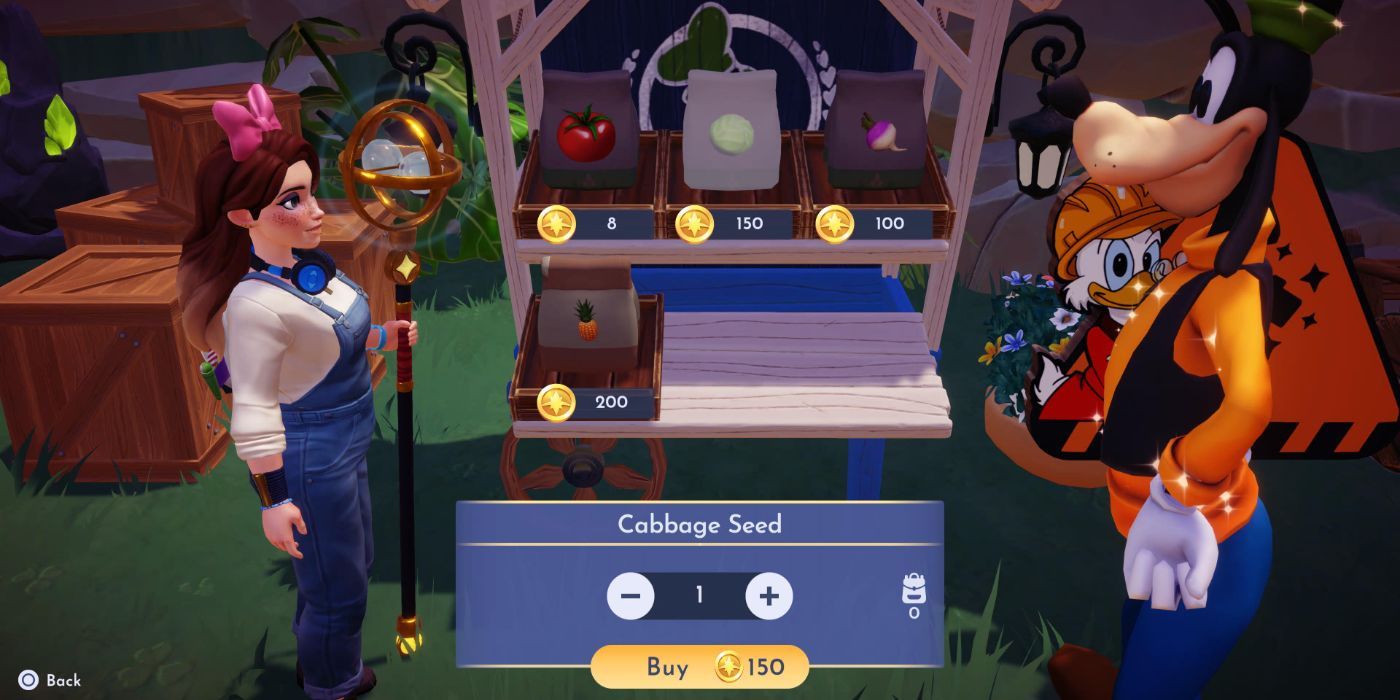 An image of Goofy's Stall selling the Cabbage Seed from Disney Dreamlight Valley