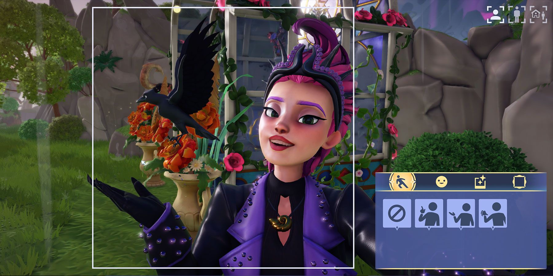 Taking photo with Classic Raven in Disney Dreamlight Valley.