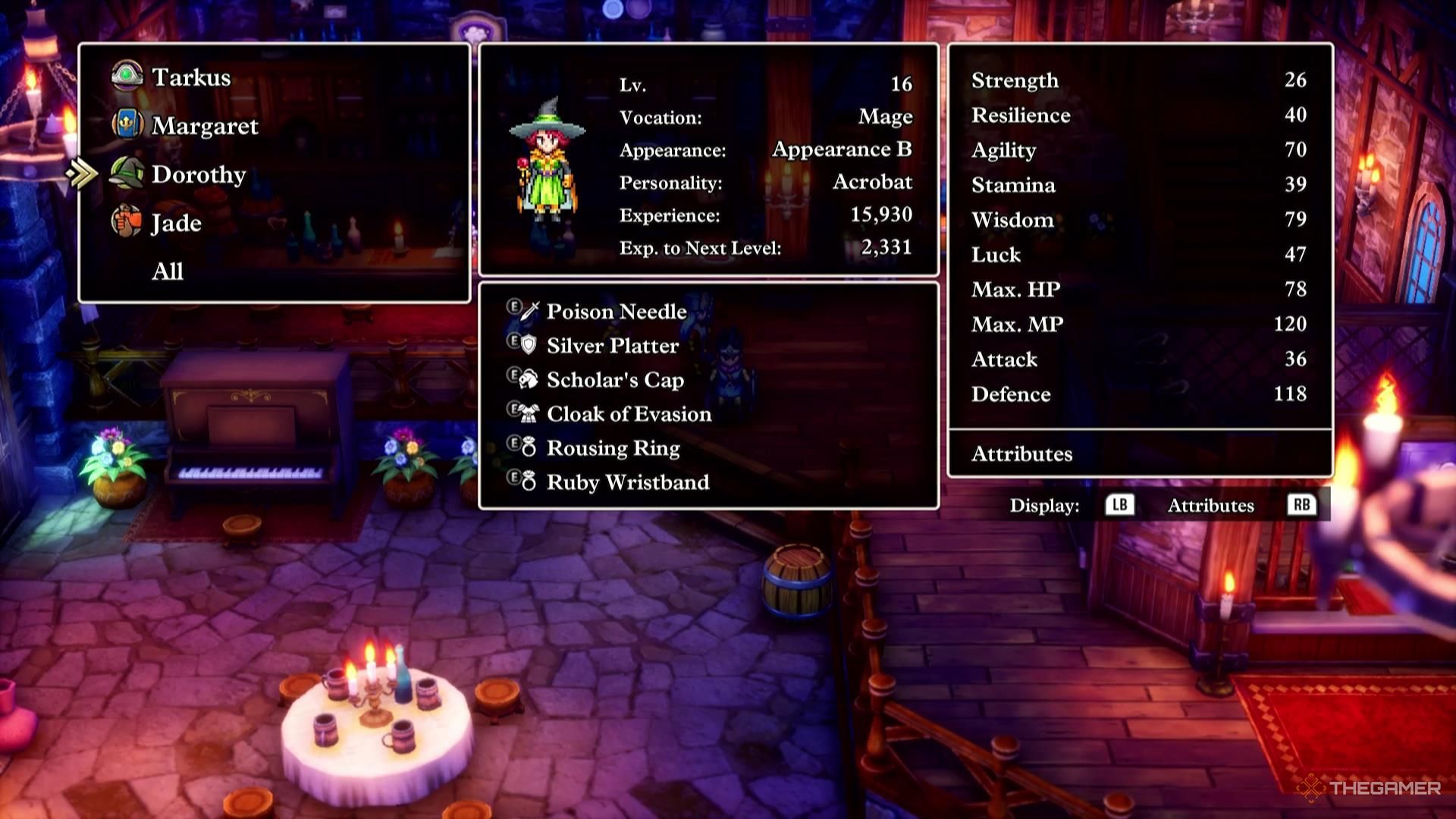 The Mage and their attributes in Dragon Quest 3 Remake.