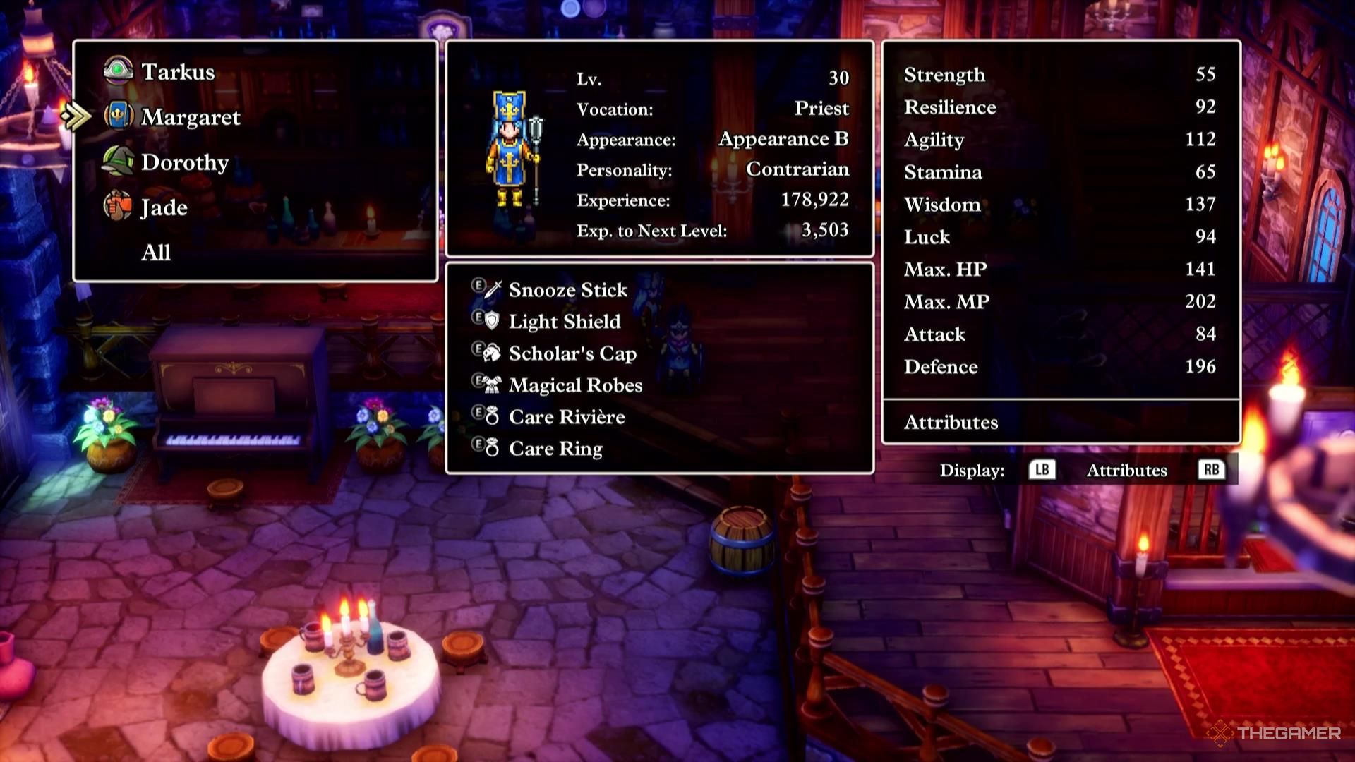 The Priest and their attributes in Dragon Quest 3 Remake.