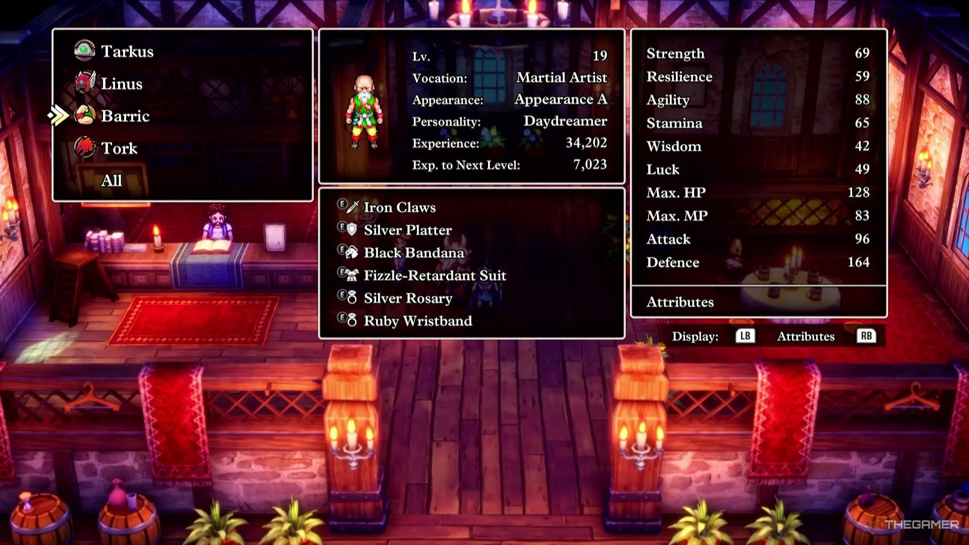 The Martial Artist and their attributes in Dragon Quest 3 Remake.