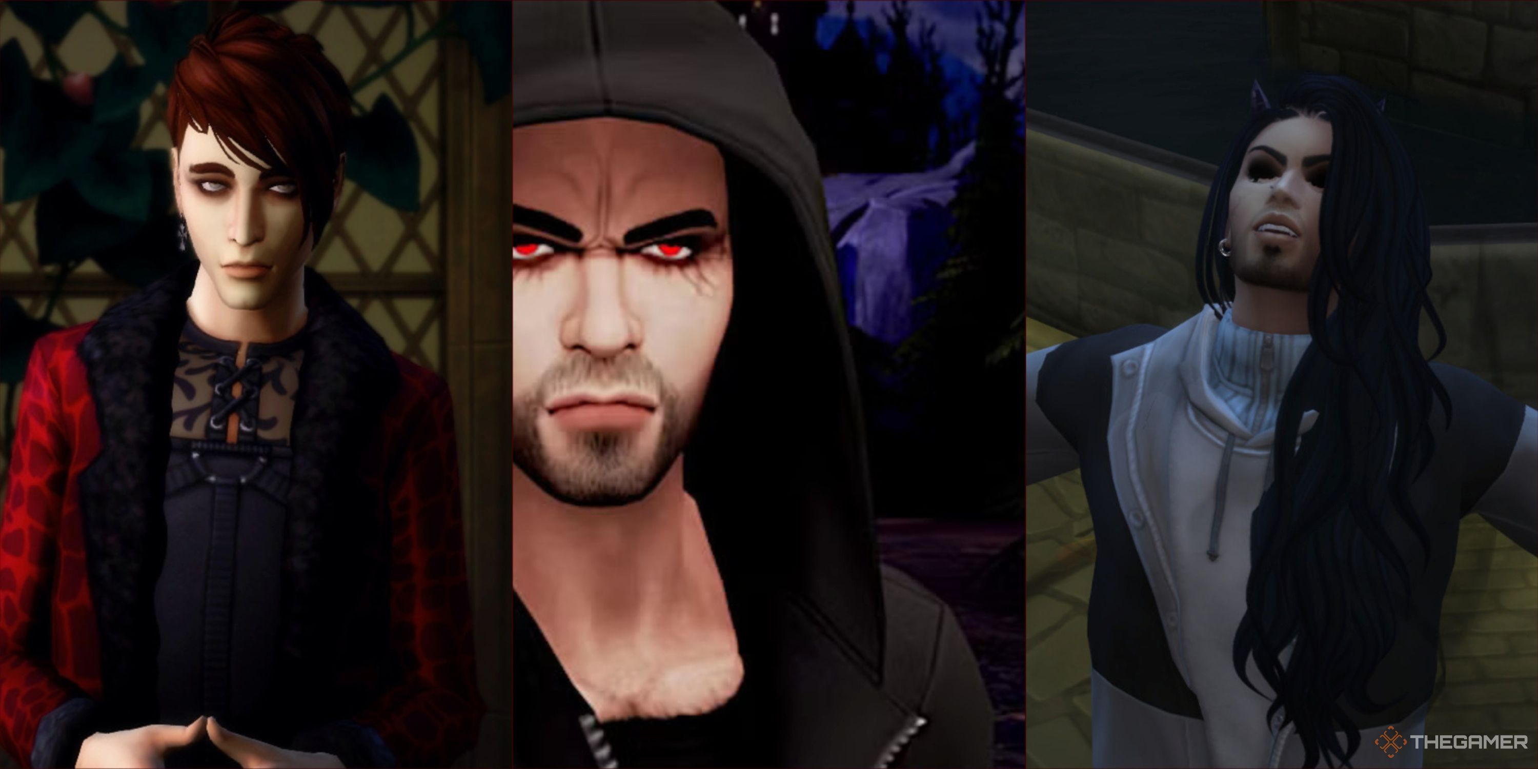 Split image of modded vampires in The Sims 4.