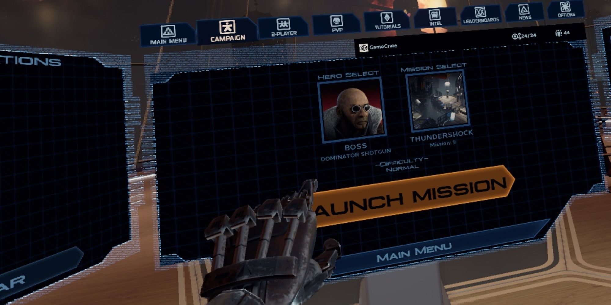 Raw Data: The launch screen whilst customising a mission.