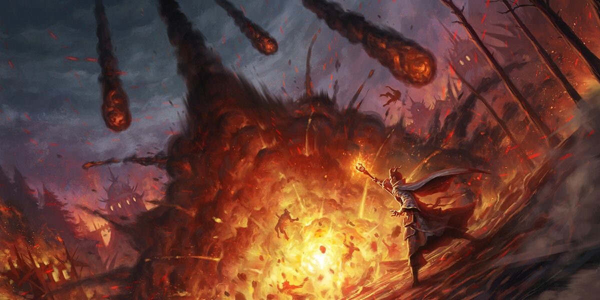 Dungeons & Dragons art of meteors falling from sky.