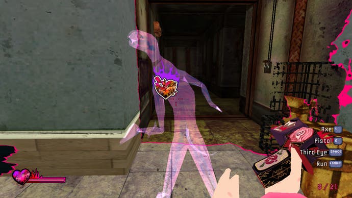 The player shoots a demon's heart in Sorry We're Closed.