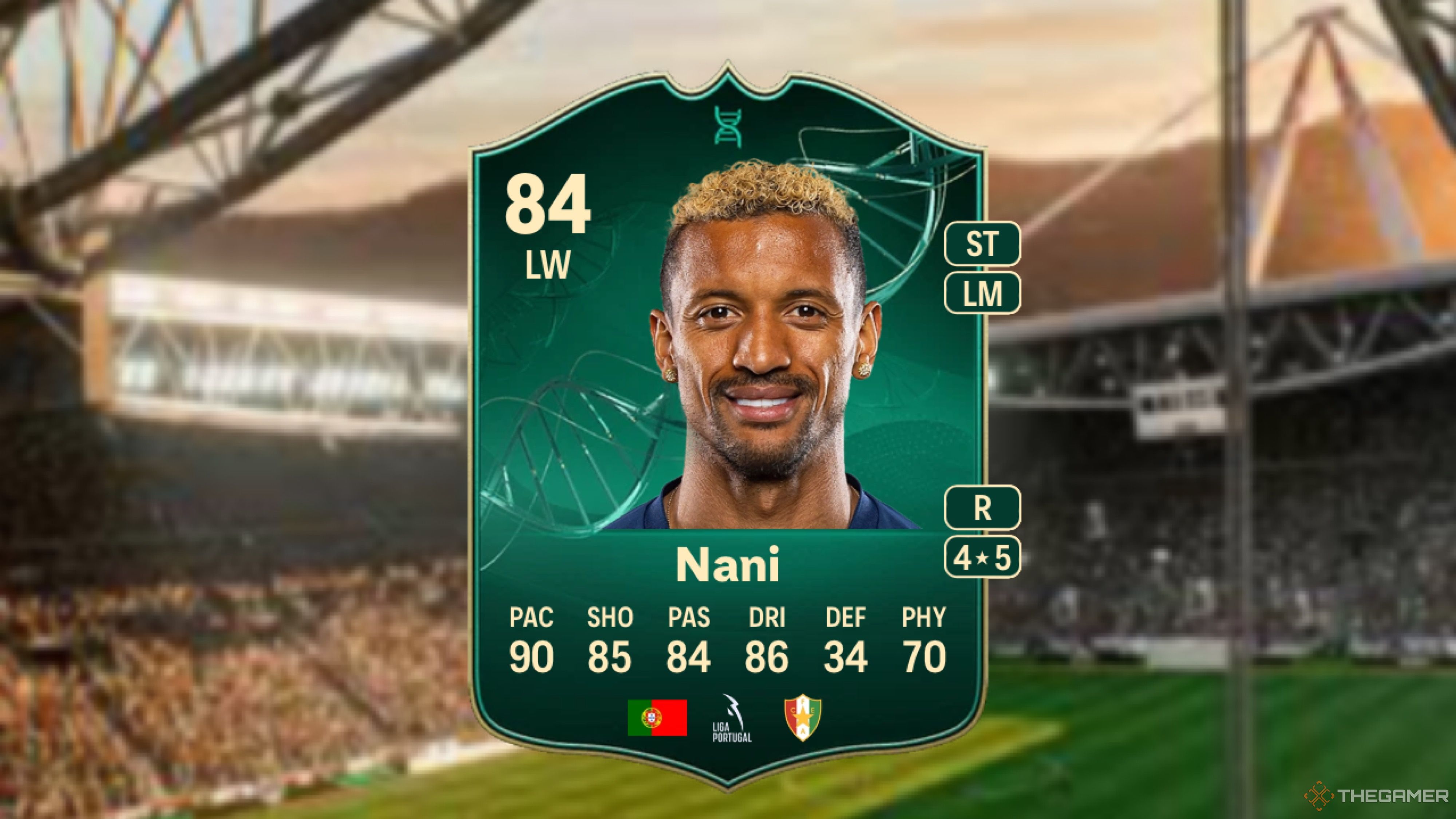 Image showing Nani card against a faded stadium background.