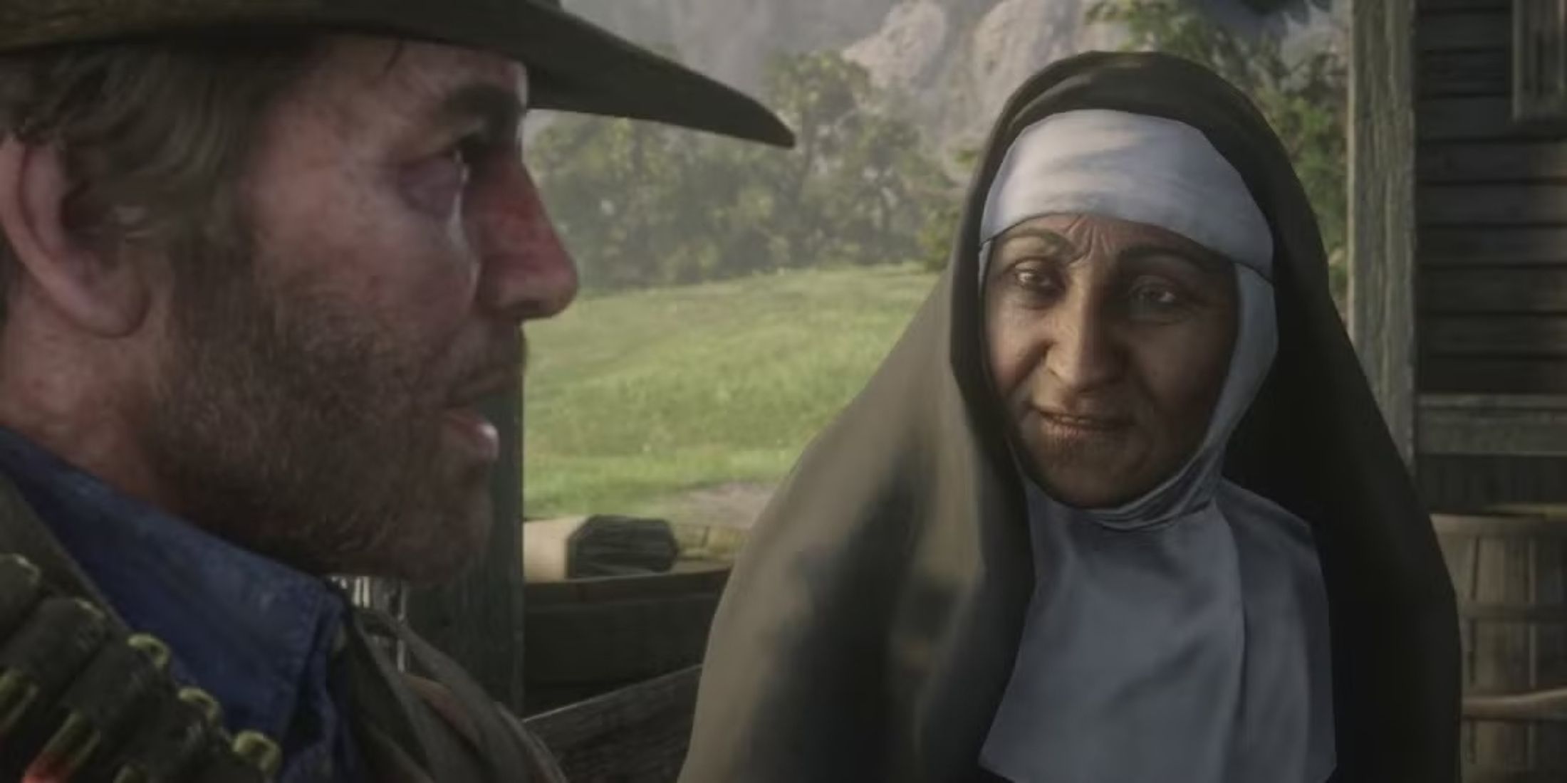 Mother Superior Calderon talking to Arthur