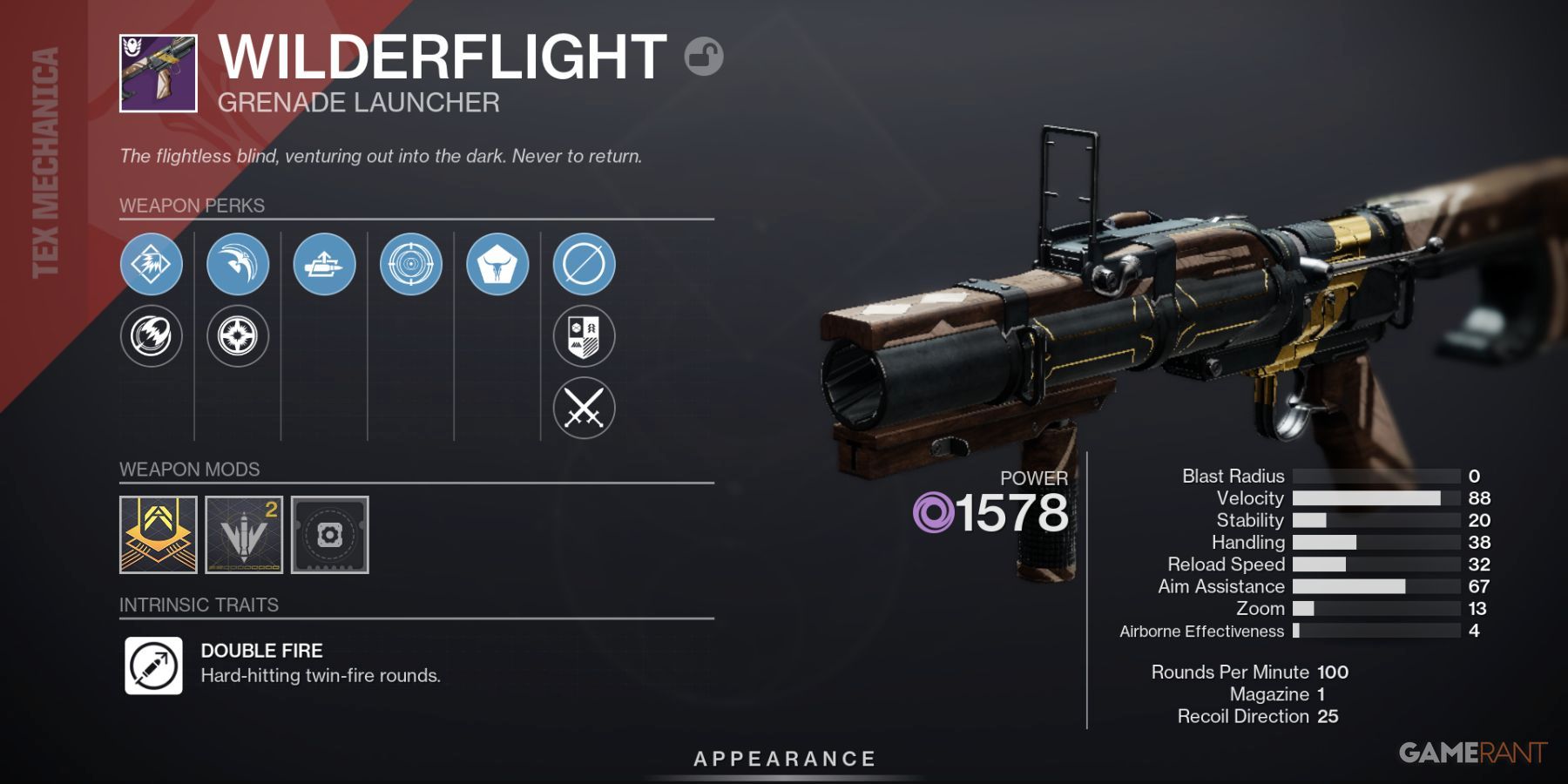 Destiny 2 Wilderflight Grenade Launcher