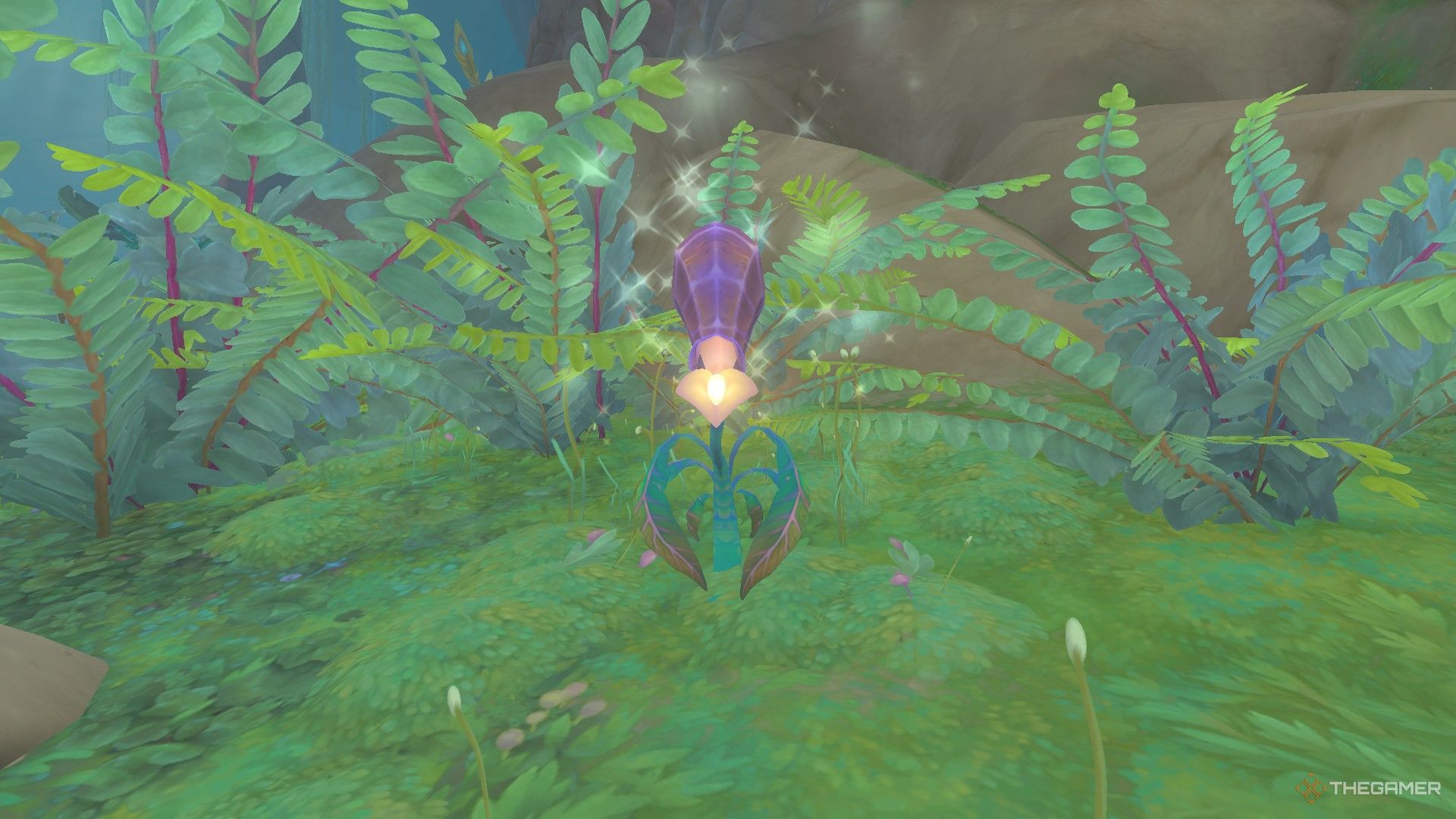 A growth of Blessing Blossom, an Algari herb in World of Warcraft:The War Within.