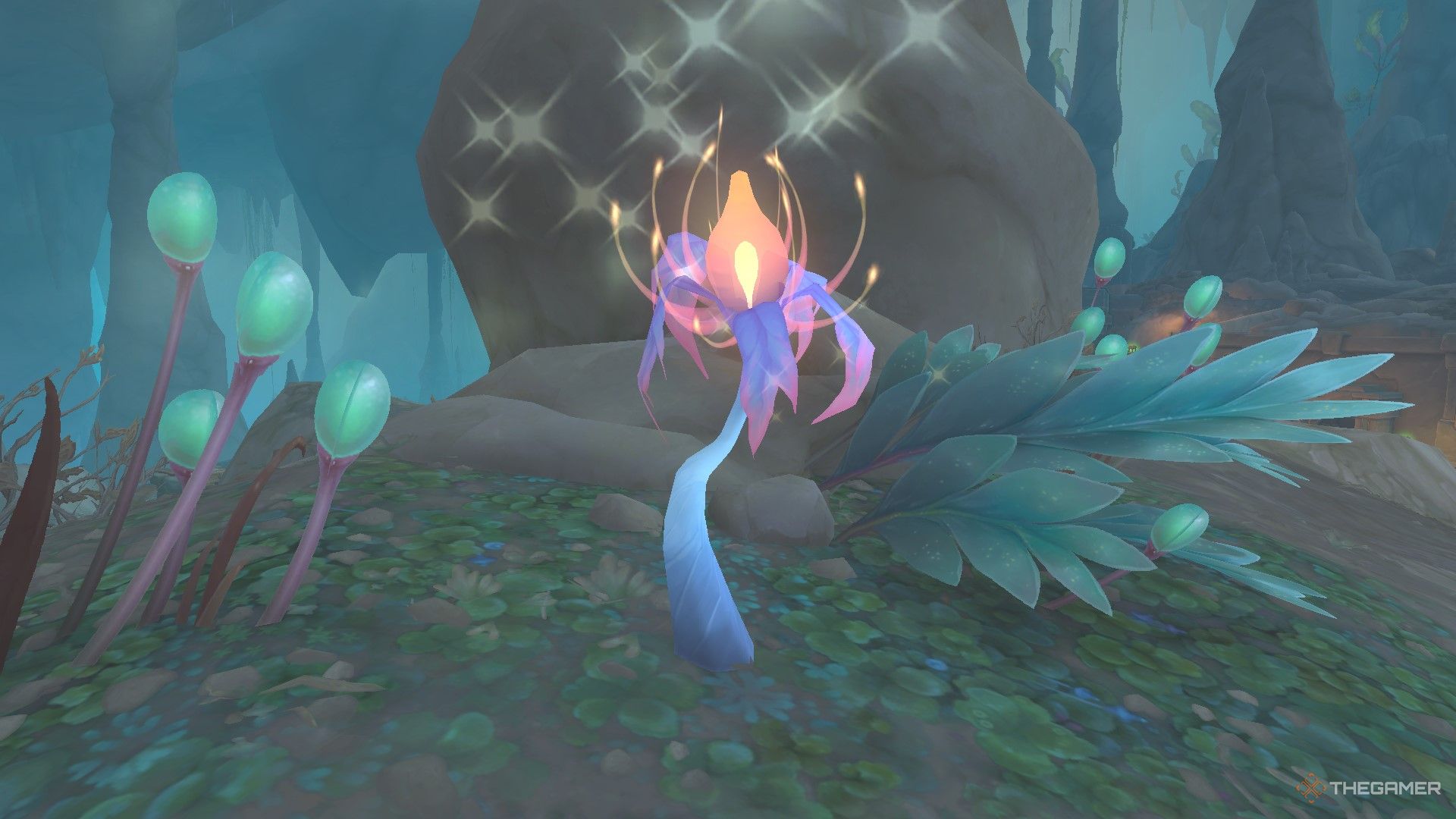 A growth of Luredrop, an Algari herb in World of Warcraft:The War Within.