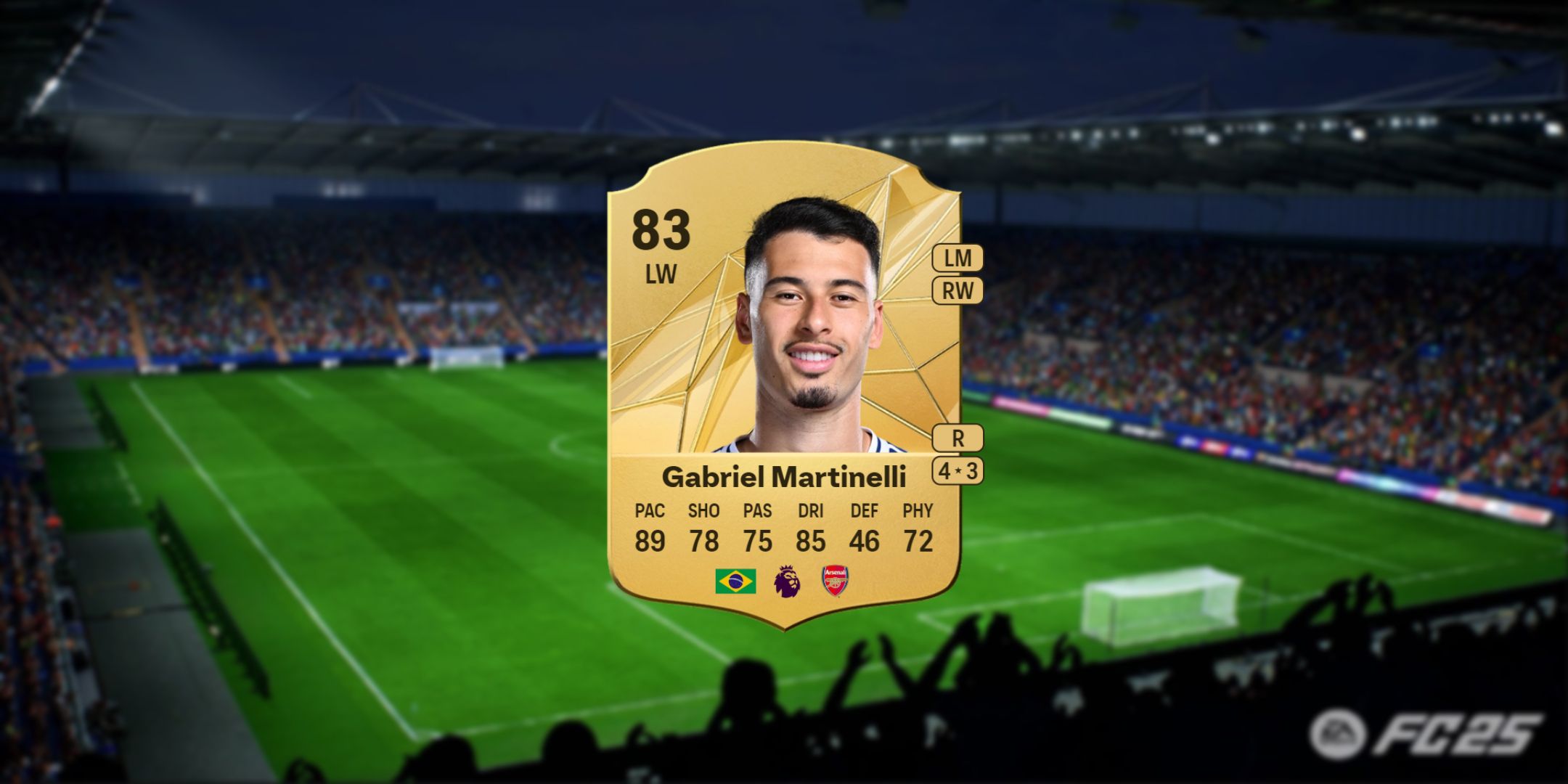 Gabriel Martinelli's card in EA Sports FC 25.