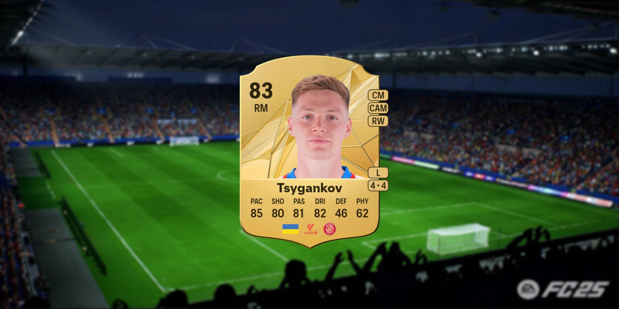 Viktor Tsygankov's card in EA Sports FC 25.