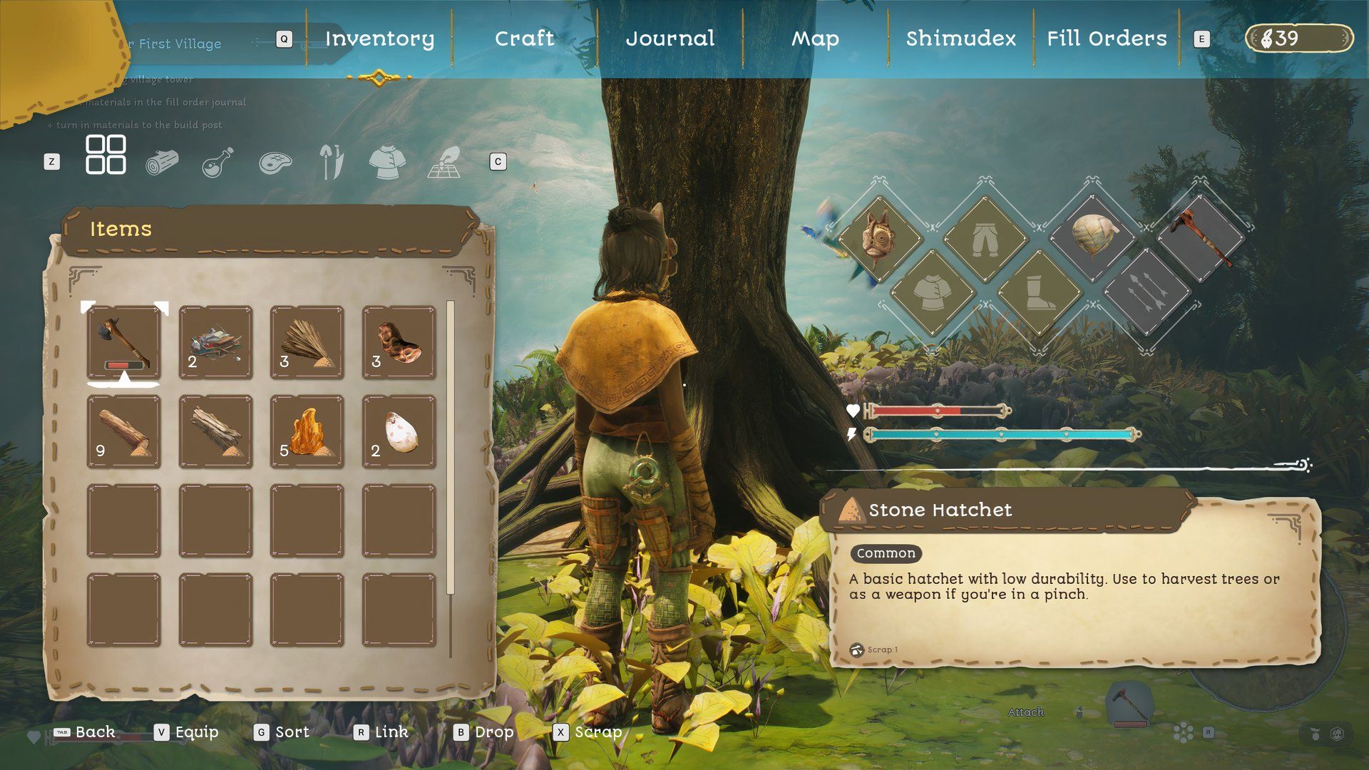 stone hatchet in inventory towers of aghasba