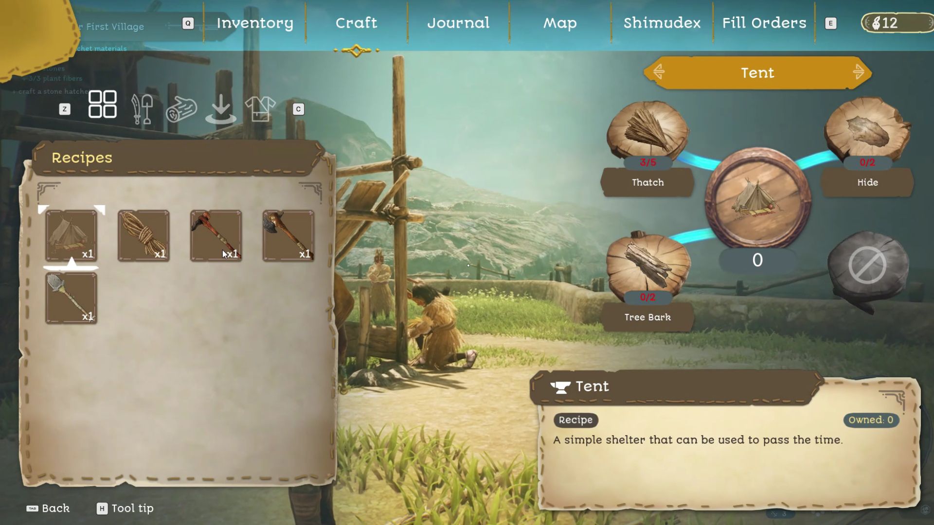 the crafting menu in towers of aghasba