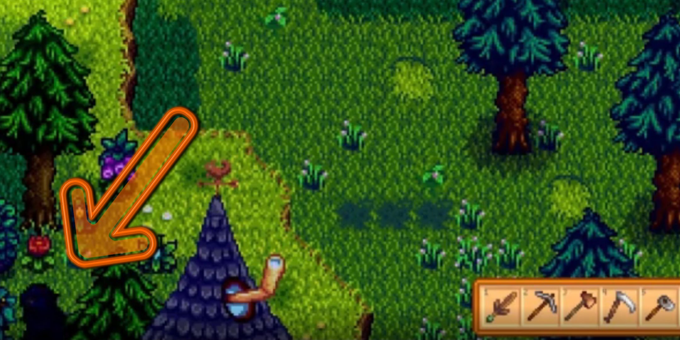 A Stardew map with Bigfoot being pointed to.