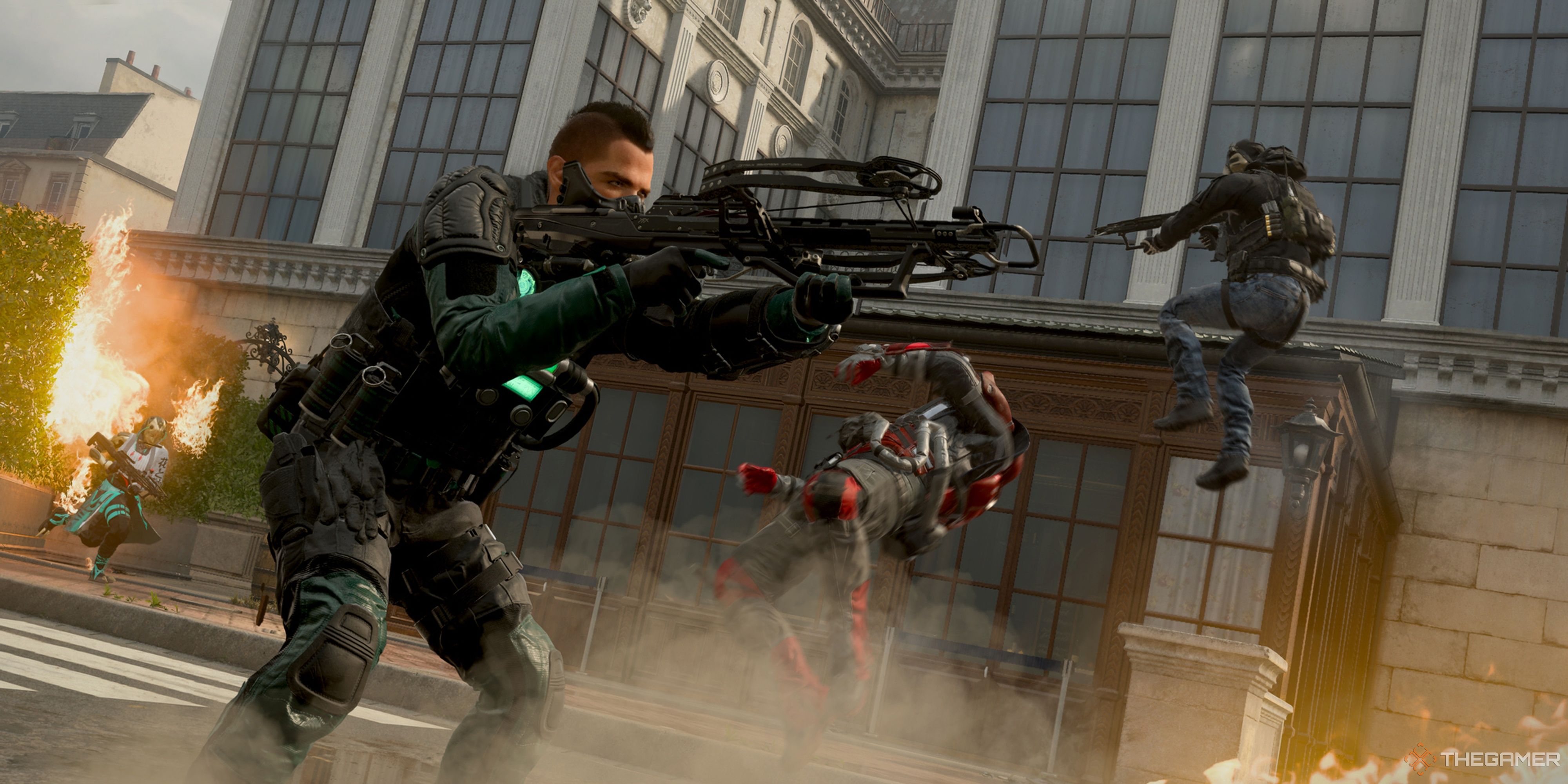 Modern Warfare 3 players fighting with crossbows.