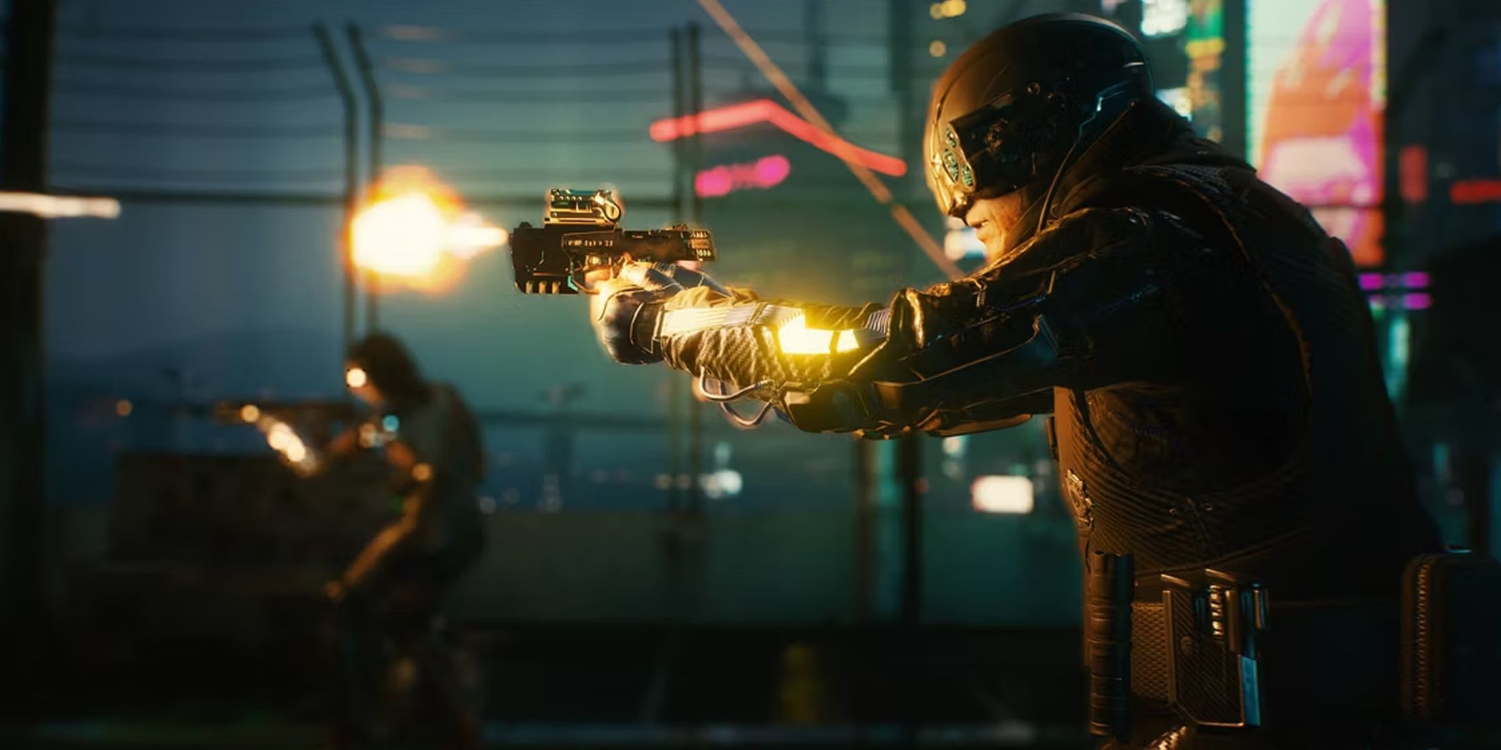 NCPD firing a pistol in Cyberpunk 2077